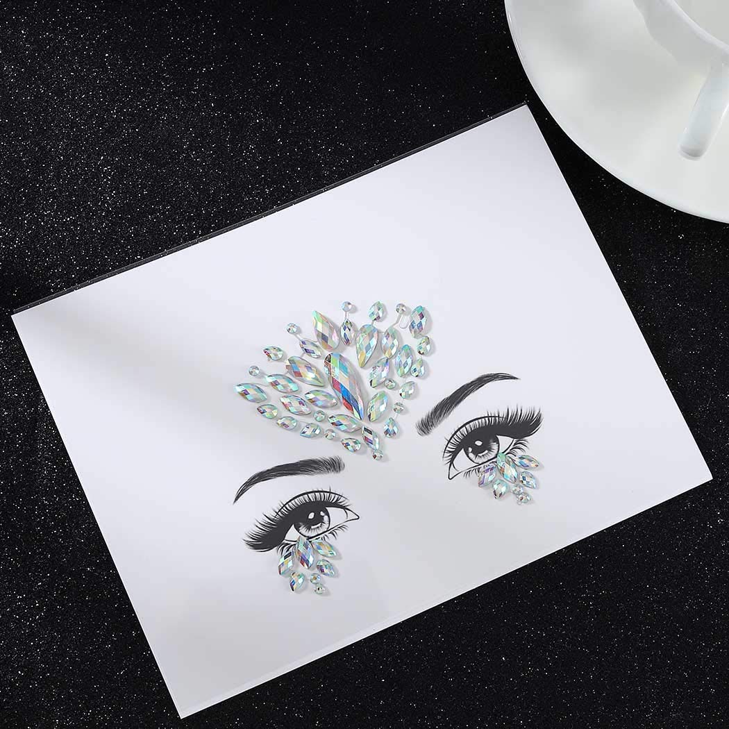 Ludress Colorful Face Stickers Crystal Face Glitter Face Gems Mermaid Body Jewels for Women and Girls (Multi-colored12)