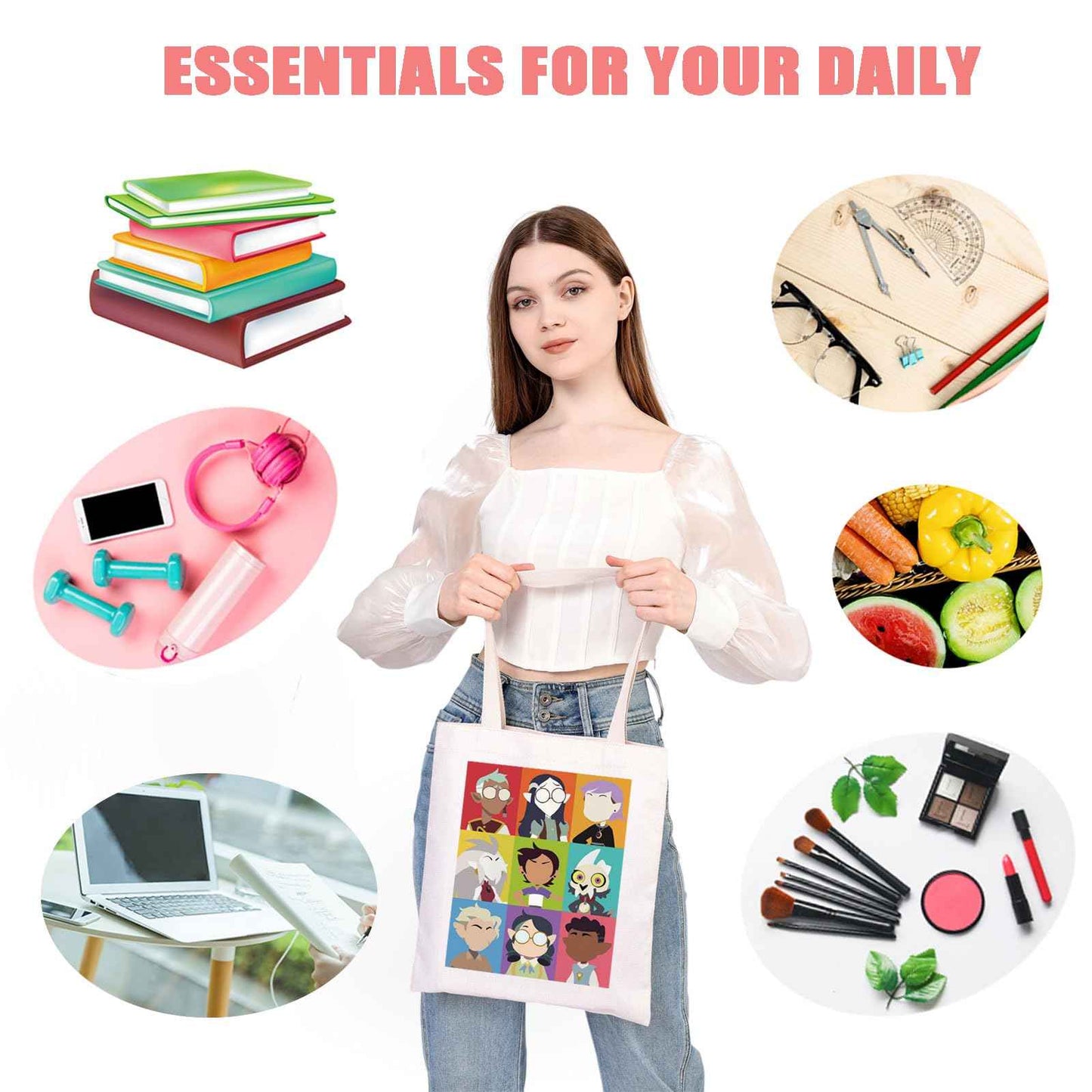 MEIKIUP Owl Inspired Gift Owl Characters Makeup Bag Tote Bag Hexside Magic Gift (OwlCharacters TB)