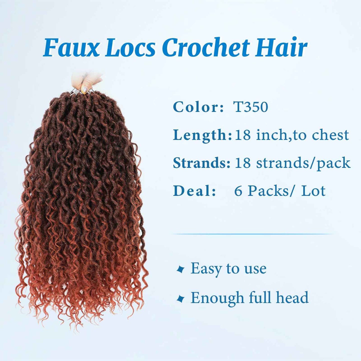 Forevery Goddess Locs Crochet Hair 18 Inch Faux Locs Crochet Hair for Black Women PreLooped 6 Packs Crochet Locs With Curly Ends T350