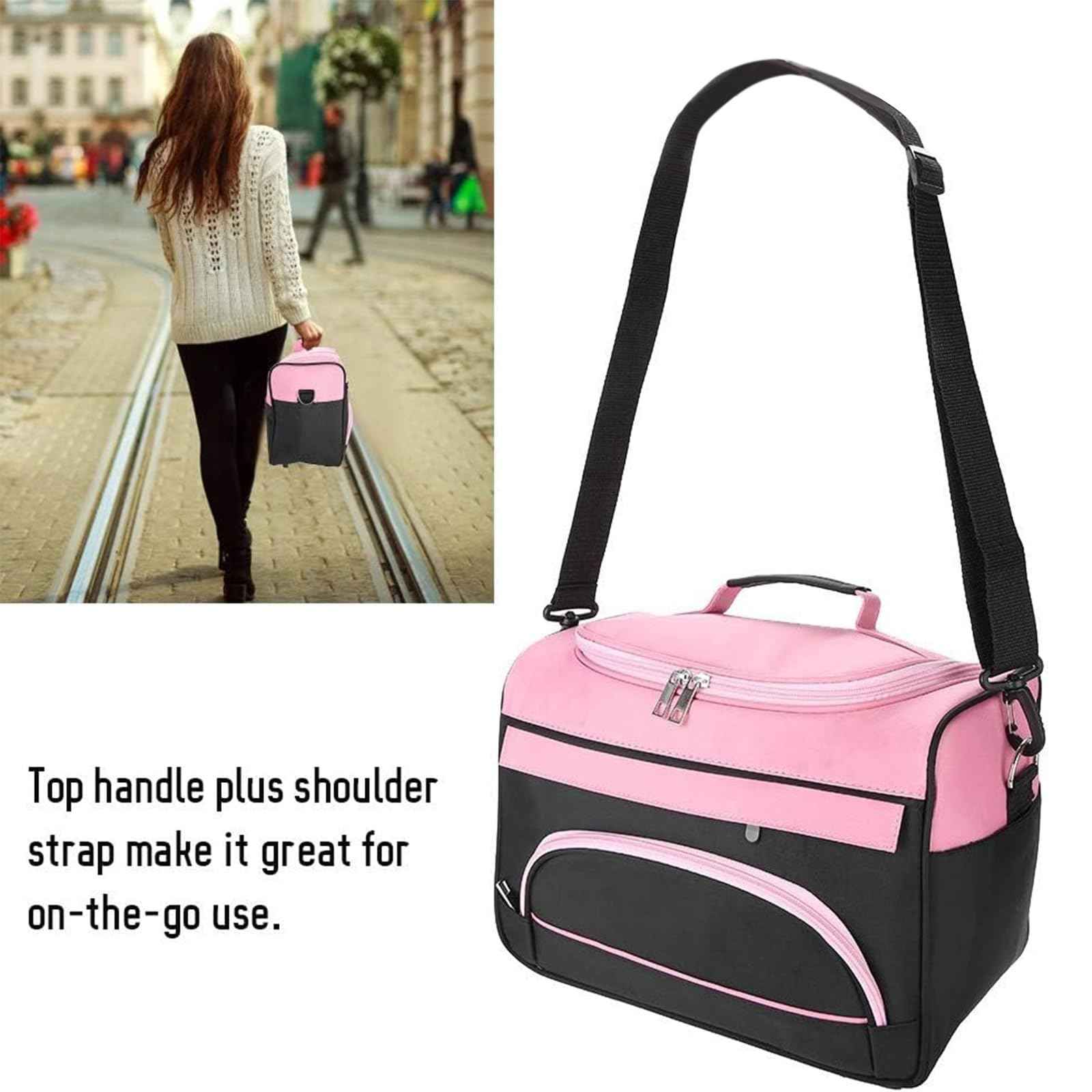 Petyoung Large Capacity Hairdressing Carrying Bag with Shoulder Strap,Professional Hairdressing Equipment Beauty Salon Tool Travel Storage Case,Portable Barber Toolkit Comb Scissors Clip Storage