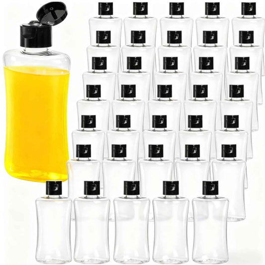 ELFULLY 40 Pack Travel Bottles with Flip Cap, 3.4 oz Empty Plastic Travel Size Containers, Leak Proof Squeeze Bottles, Clear Refillable Cosmetic Containers for Toiletries Lotion Shampoo Essential Oil