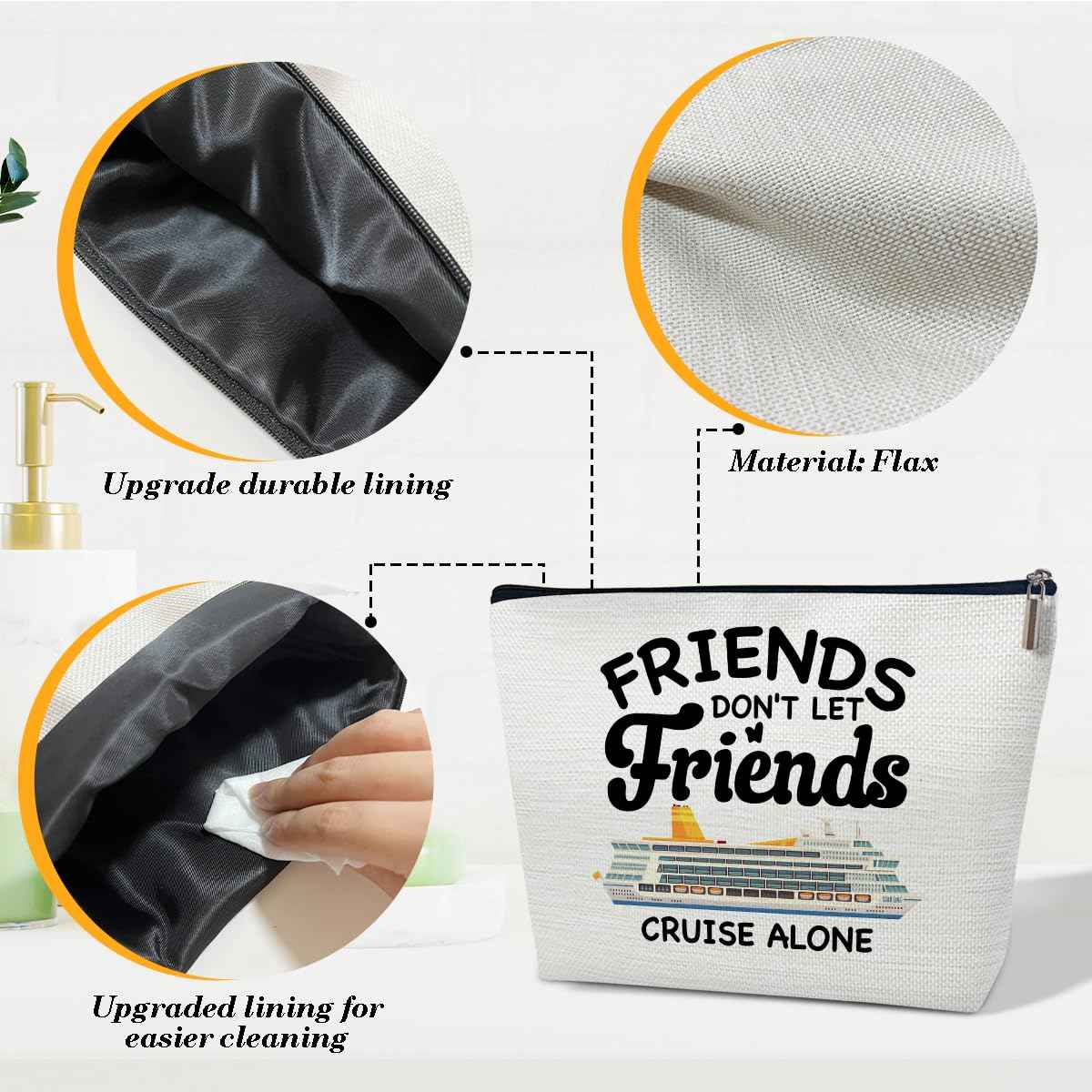 Ythuil Cruise Lovers Makeup Bag Summer Vacation Gift, Cruise Travel Cosmetic Bag Travel Organizer Zipper Pouch For Family Friend, Beach Lover Gift and Beach Theme Decor