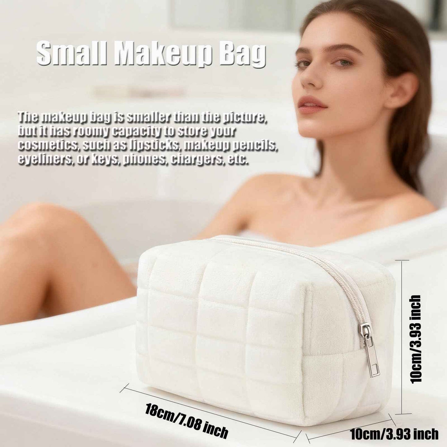 HABUAETY Makeup Cosmetic Bag Small Checkered Pouch Make Up Purse Bag Y2k Accessories