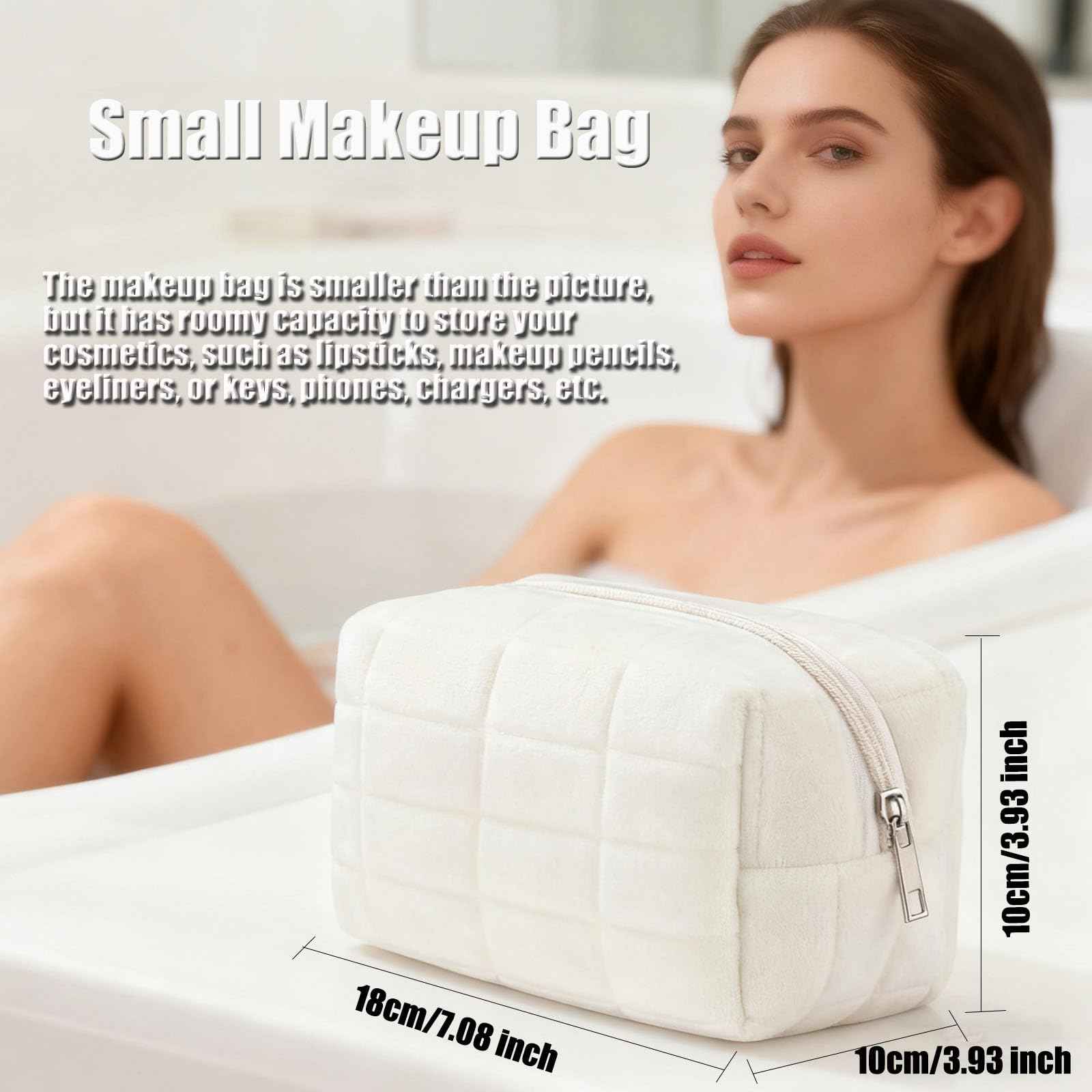 HABUAETY Makeup Cosmetic Bag Small Checkered Pouch Make Up Purse Bag Y2k Accessories