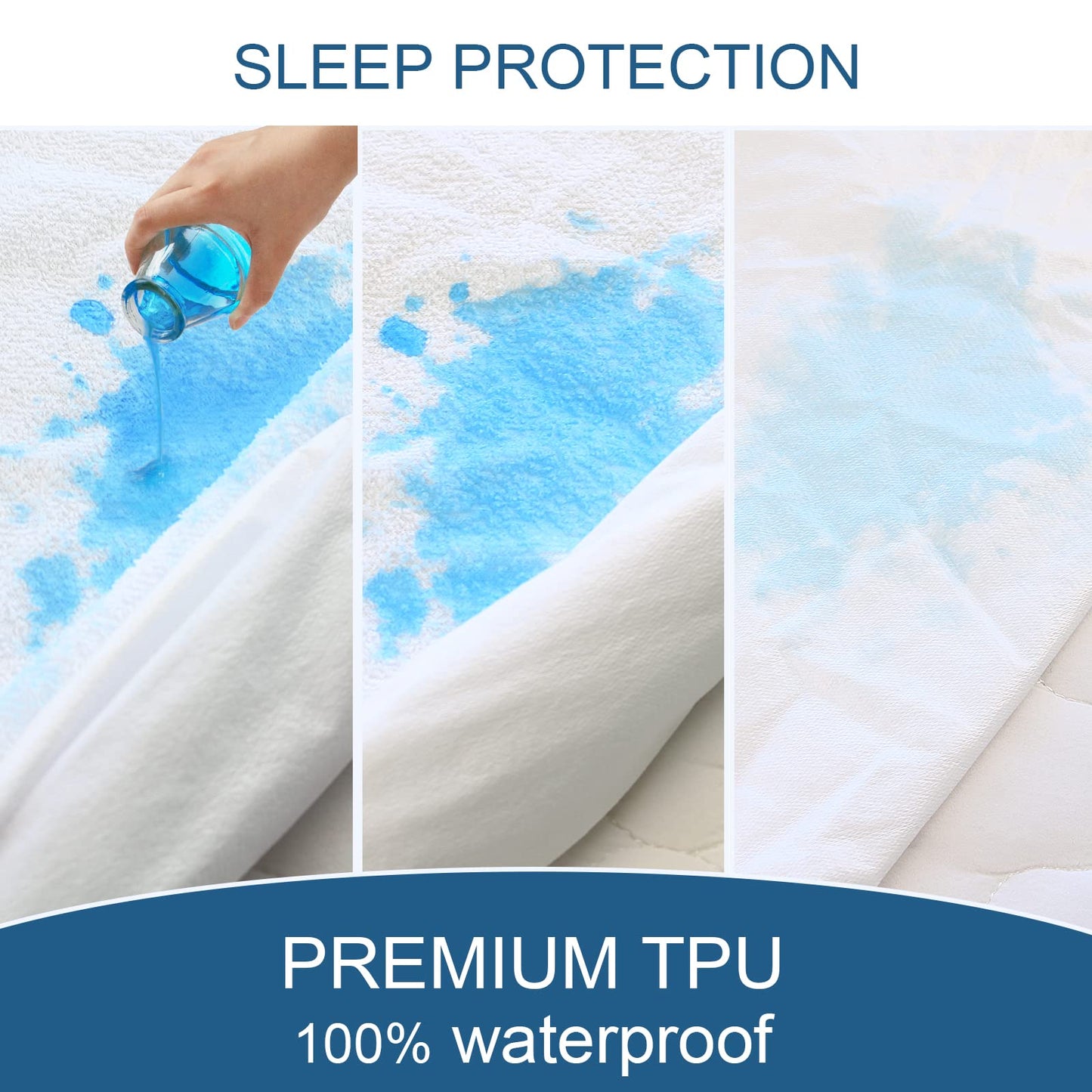 Queen Mattress Protector Waterproof Cover Absorbent & Noiseless Fitted up - 18'' Deep Pocket Mattress Cover Queen Size Bed Sheets, Terry Machine Wash Highly Protection Mattress Protector Queen