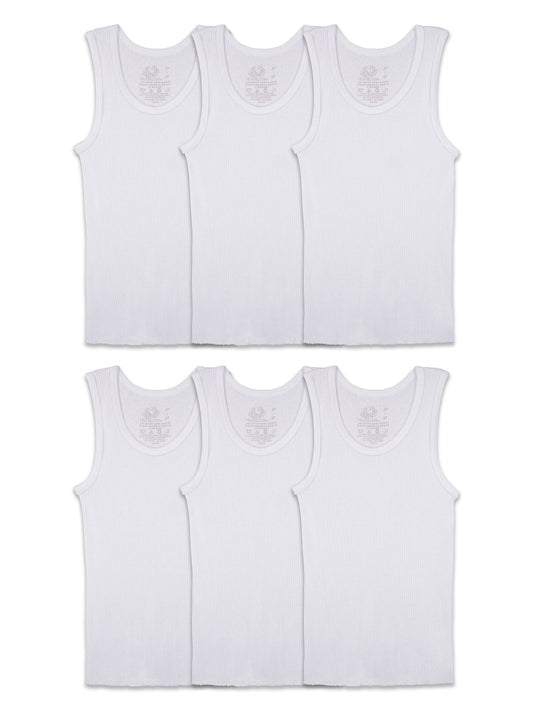 Fruit of the Loom boys Cotton Tank Top Undershirt (Multipack) Underwear, Toddler - 6 Pack White, 2-3T US