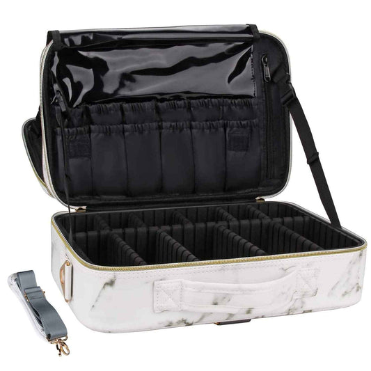 Relavel Travel Makeup Train Case Makeup Cosmetic Case Organizer Portable Artist Storage Bag with Adjustable Dividers for Cosmetics Makeup Brushes Toiletry Jewelry Digital Accessories