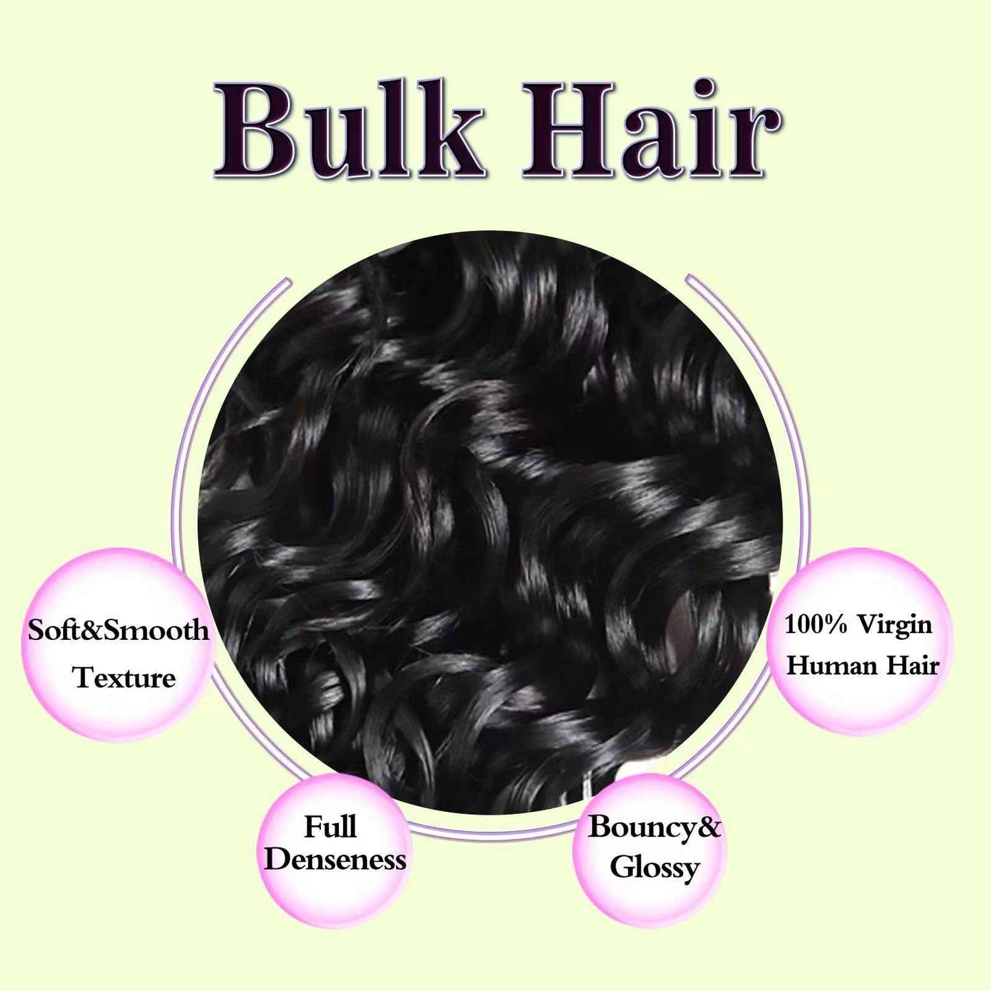 Morpure 16 Inch Human Braiding Hair for Boho Braids Curly Human Hair Braiding Hair Wet and Wavy Unprocessed Virgin Water Wave Human Hair for Braiding Natural Color 2 Bundles/Pack (Total 100G)