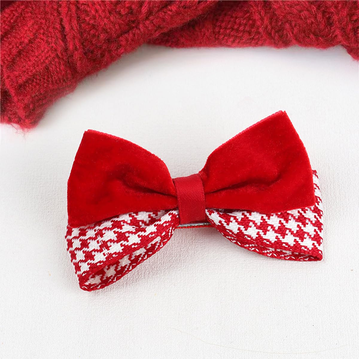 Happy Chinese New Year Velvet Hair Bow Clips Red Girls Christmas Valentines Gift Cheer Bowknot Barrettes Alligator Pins Handmade Cute Decor Accessories for Kids