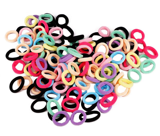 BEAUTOPE Small Rubber Bands Elastic Hair Ties for Kids Girls Baby Toddler (1-inch, 200 Pcs Colorful +200 Pcs Black)