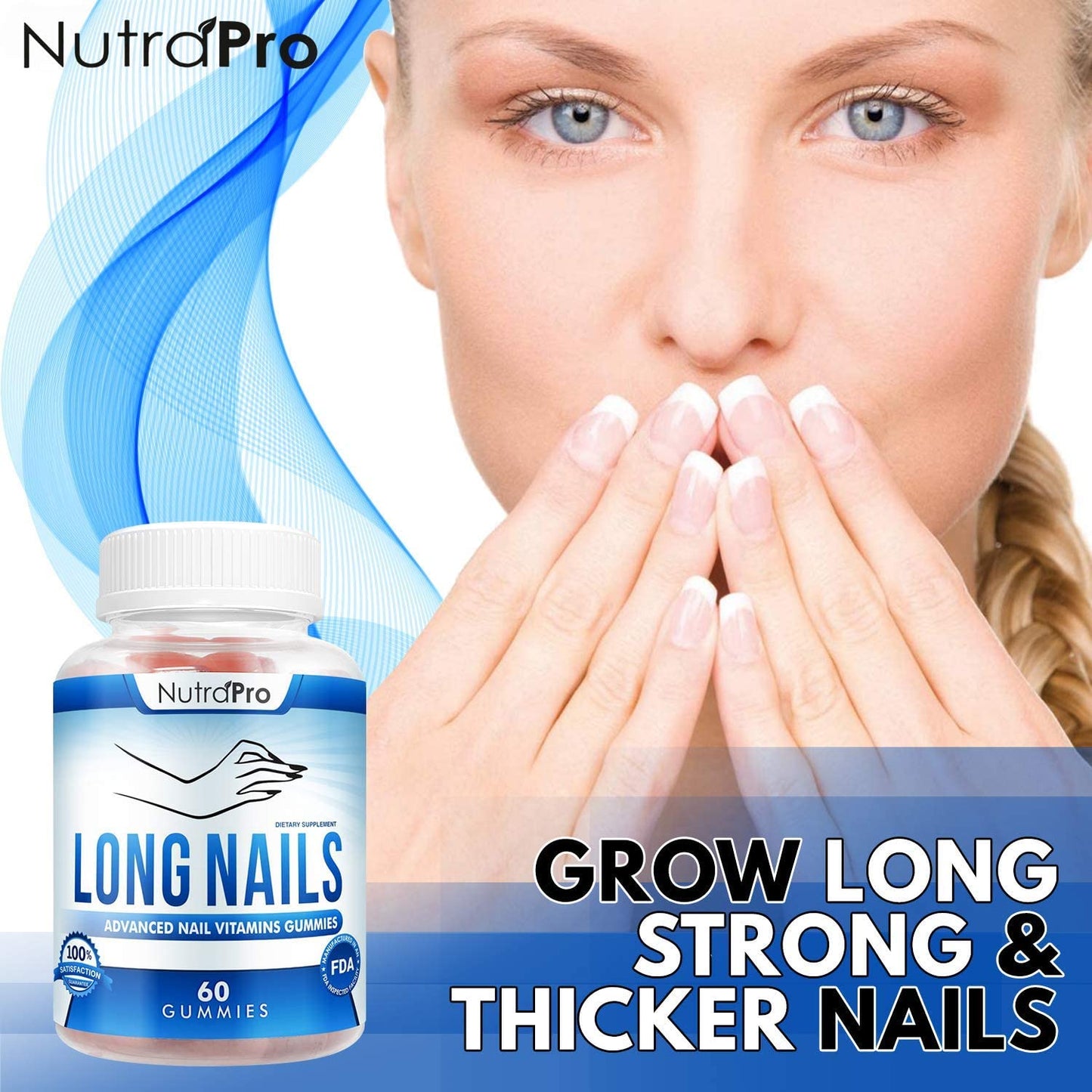 NutraPro Nail Growth Vitamins for Stronger Nail - No More Chipped Nails.Nail Strengthener and Growth Supplement Gummies – Grow Strong Long Nails with Biotin and Collagen Gummies.