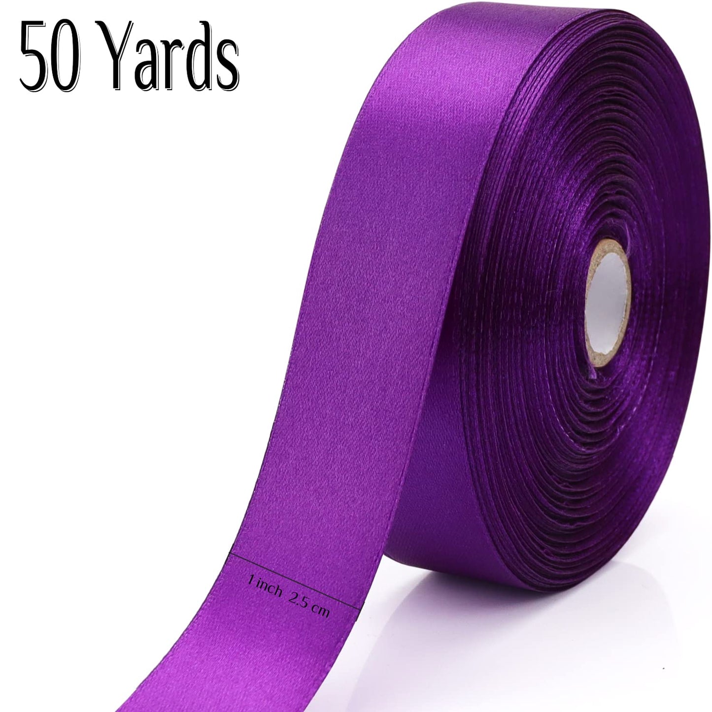 Nsilu 1 inch Purple Ribbon for Gift Wrapping 50 Yards Perfect Wedding Party Wreath Sewing DIY Hair Accessories Decoration Floral Hair Balloons Other Projects