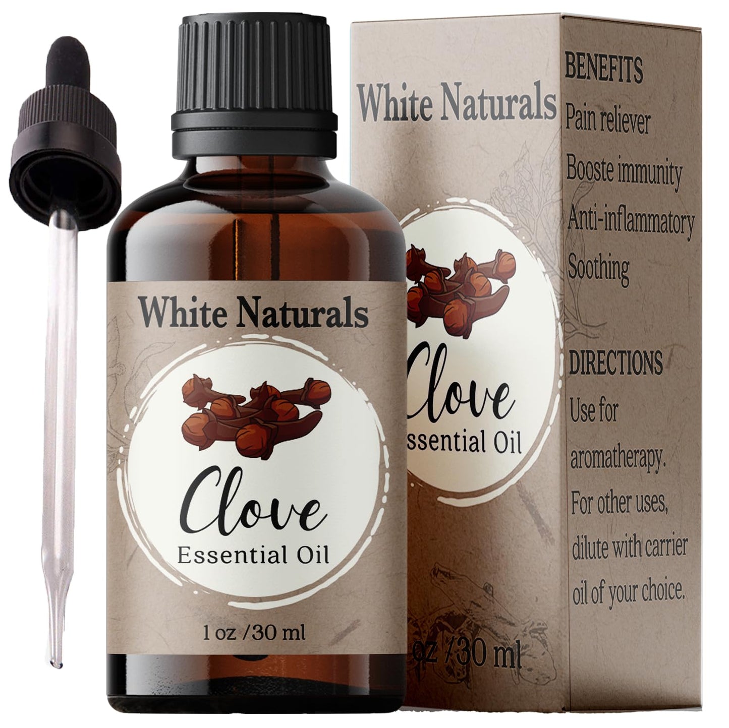 Organic Clove Essential Oil - 100% Pure & Natural, Therapeutic Grade, Undiluted, Premium Quality Aromatherapy Oil for Diffuser, Hair, Skin, Teeth, Gums & Oral Discomfort