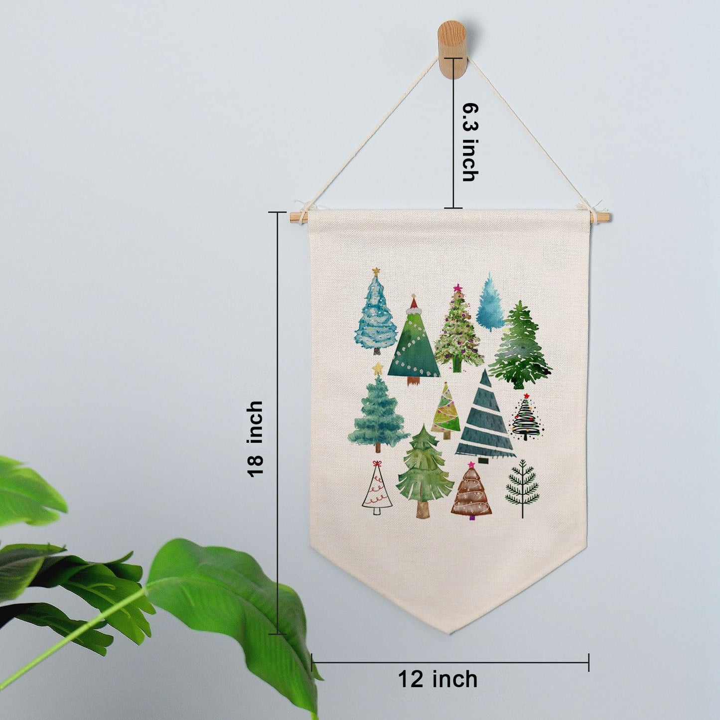 Christmas Tree Banner Christmas Decor Christmas Pennant Style Flag Wall Decor Banner Holiday Wall Decor Christmas Tree Art Snowy Forest Wall Art Christmas Gift