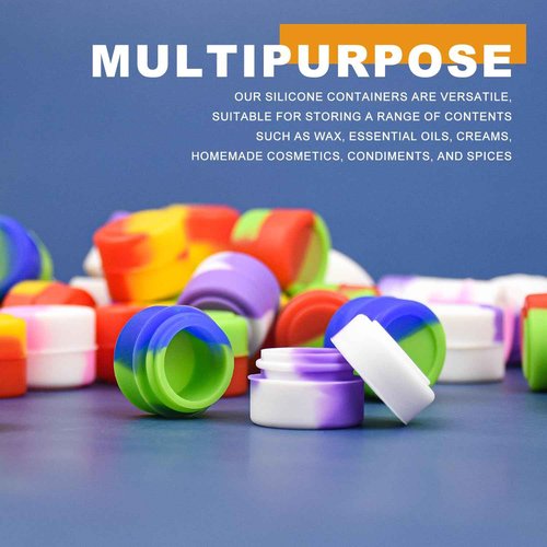 240 Pcs 2 ml Silicone Wax Containers Non-stick Silicone Wax Containers Multi Use Storage Jars Oil Concentrate Bottles for Home Kitchen Travel, Randomly mix colors，Non-stick Jars