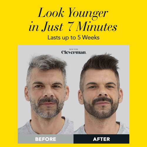 2X Pack Cleverman Hair & Beard Dye Kit for Men, All-in-One Reusable Mens Hair Color, Natural Gray Coverage, Ammonia-Free Beard Mustache Dye for Men (Auburn)