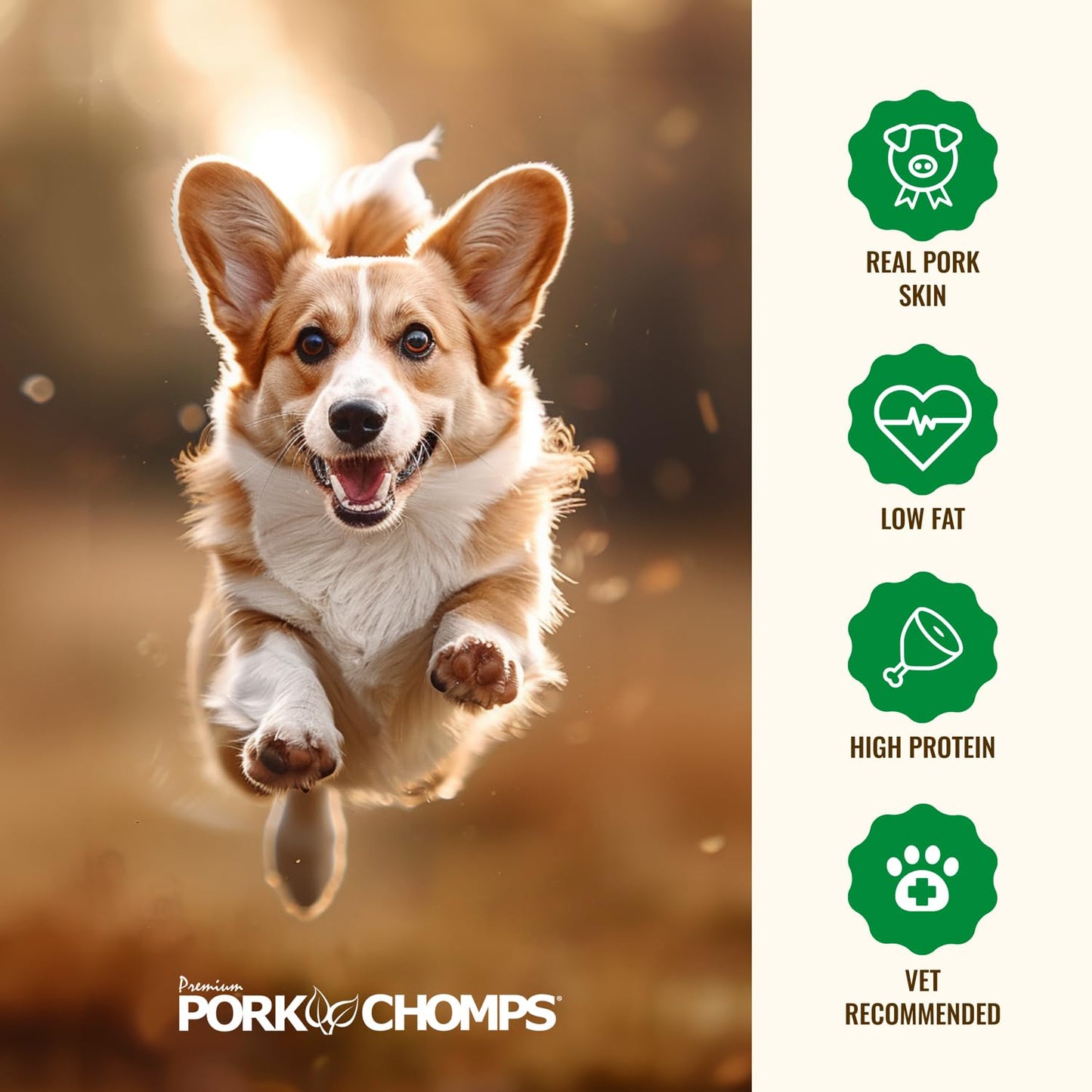 Pork Chomps Baked Pork Skin Dog Chews, 6-inch Twists, Real Sweet Potato Wrap, 4 Count