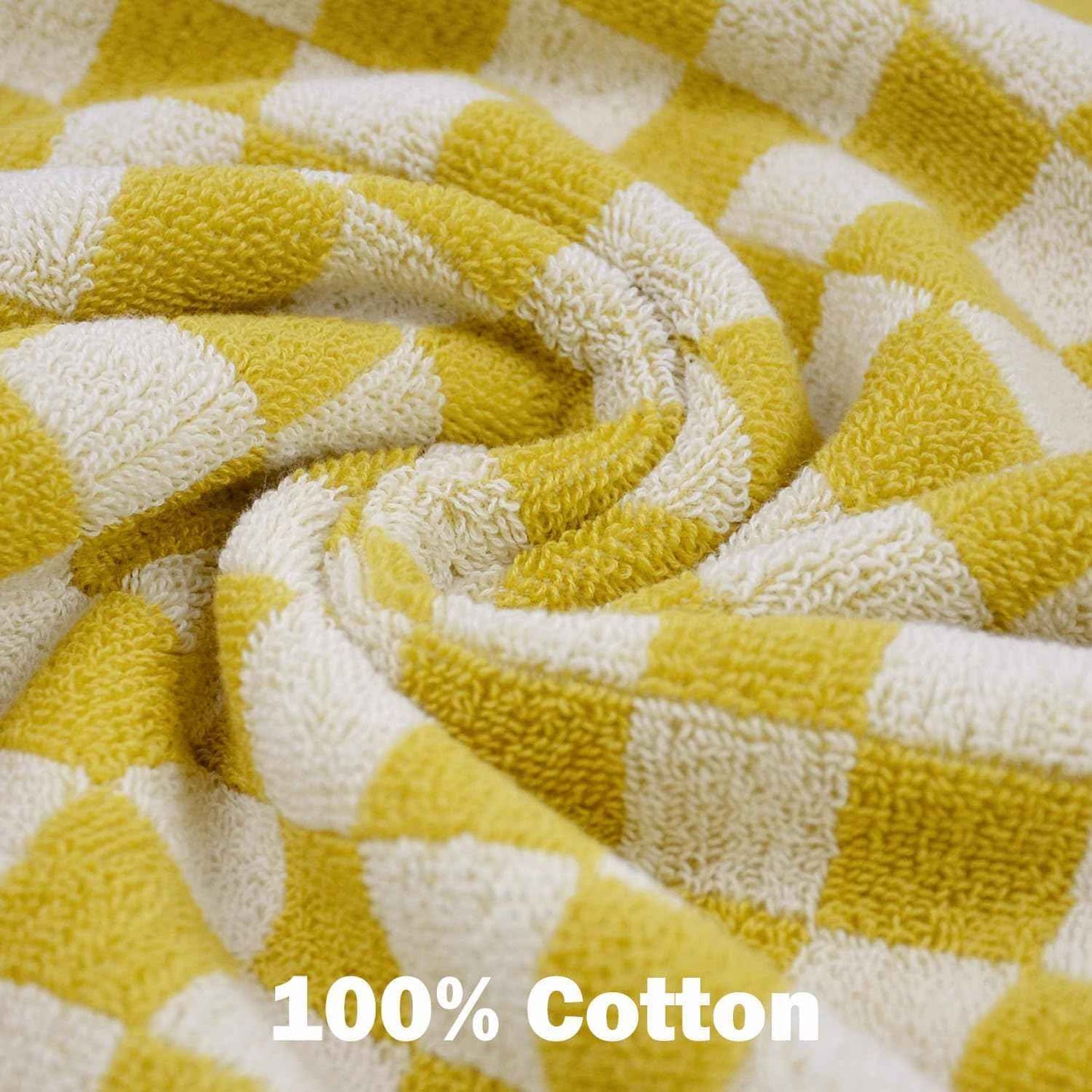 Super Soft Wash Cloths(Mustard Yellow Checkered), 12 Pack Washcloths Facecloth, Cotton Face Towels Set for Body Showering 13x13 Inches, Gifts