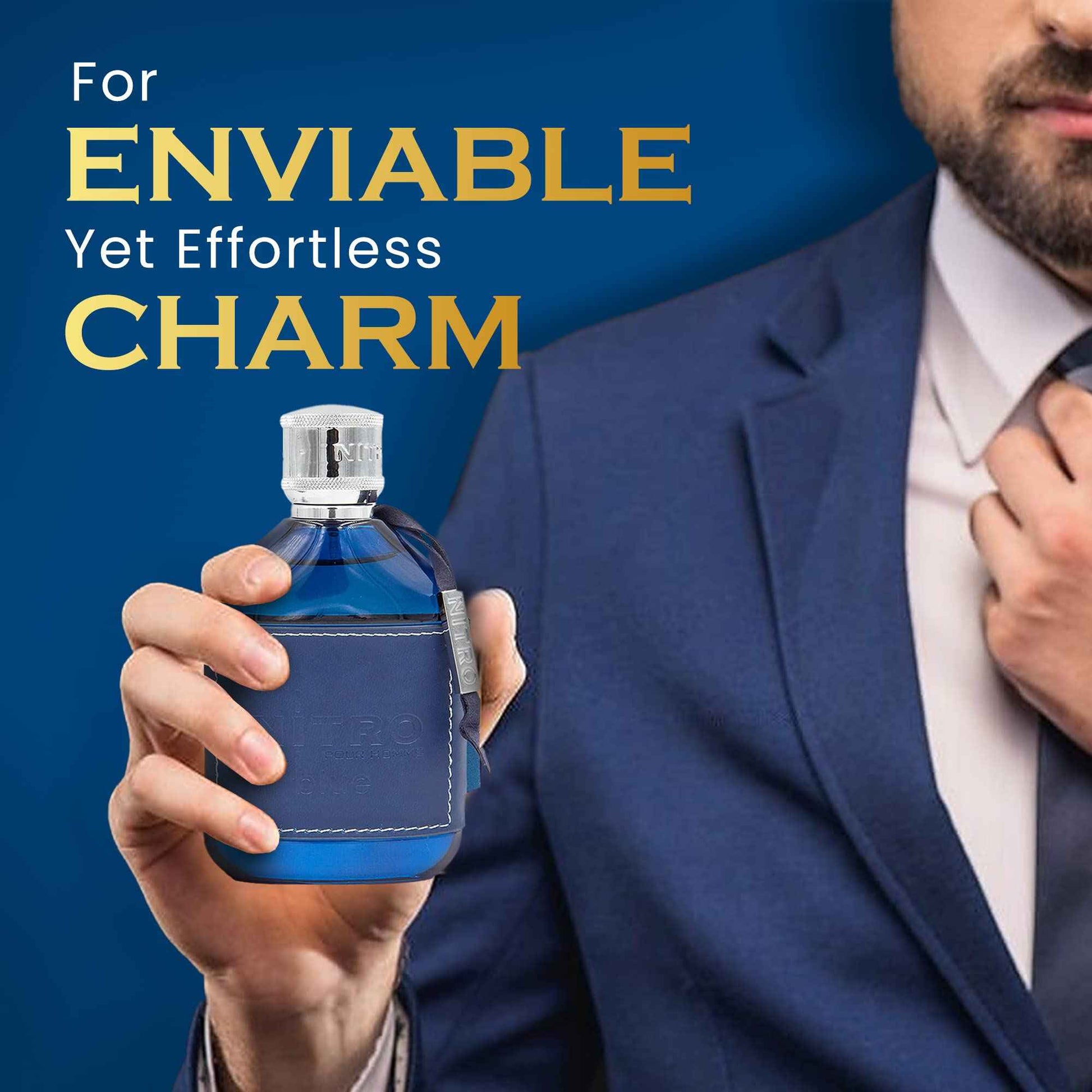 Dumont Nitro Blue Eau De Parfum - Uplifting Floral & Woody Fragrance - 3.4 Fl Oz