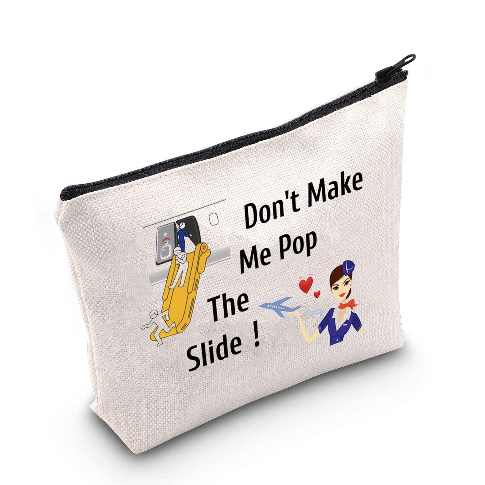 MEIKIUP Air Stewardess Cosmetic Bag Flight Attendant Gifts Stewardess Aviation Makeup Pouch Flight Graduation Gift (Pop The Slide bag)