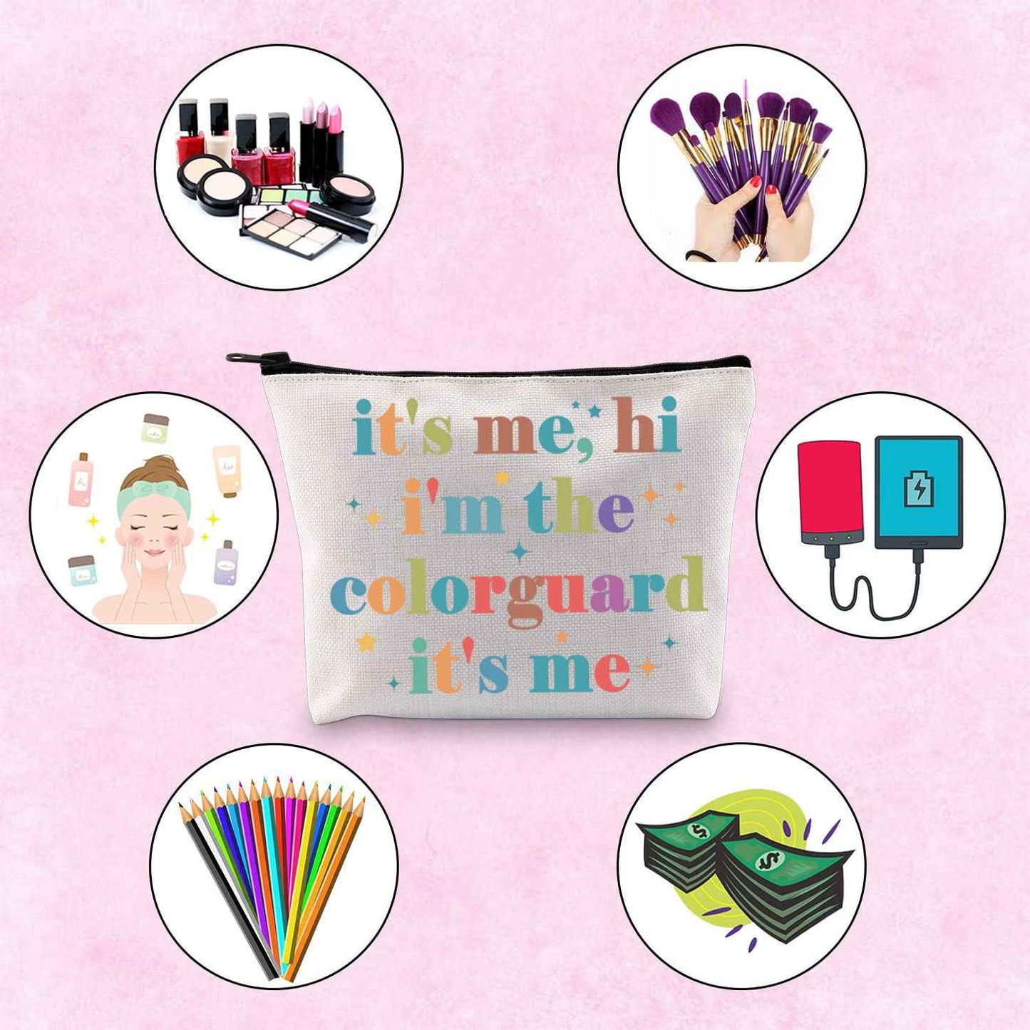 TSOTMO Color Guard Makeup Bag It's Me, Hi I'm The Color Guard It's Me BAG Flag Gift Marching Band Flag (colorguard)