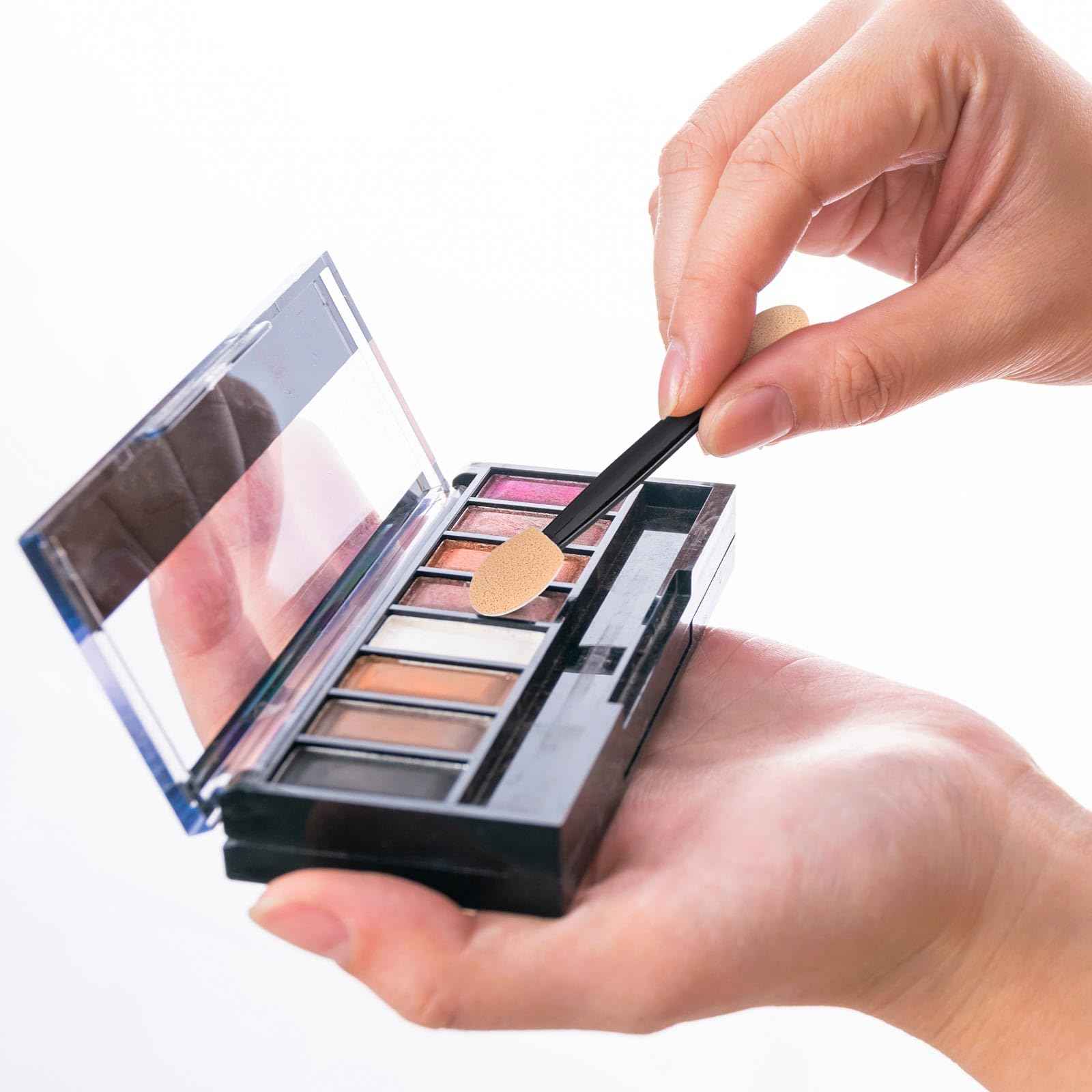 1000 Eye Shadow Applicator Disposable Foam Makeup Brush Sponge Tipped Oval Eyeshadow Applicators Dual Sides Black