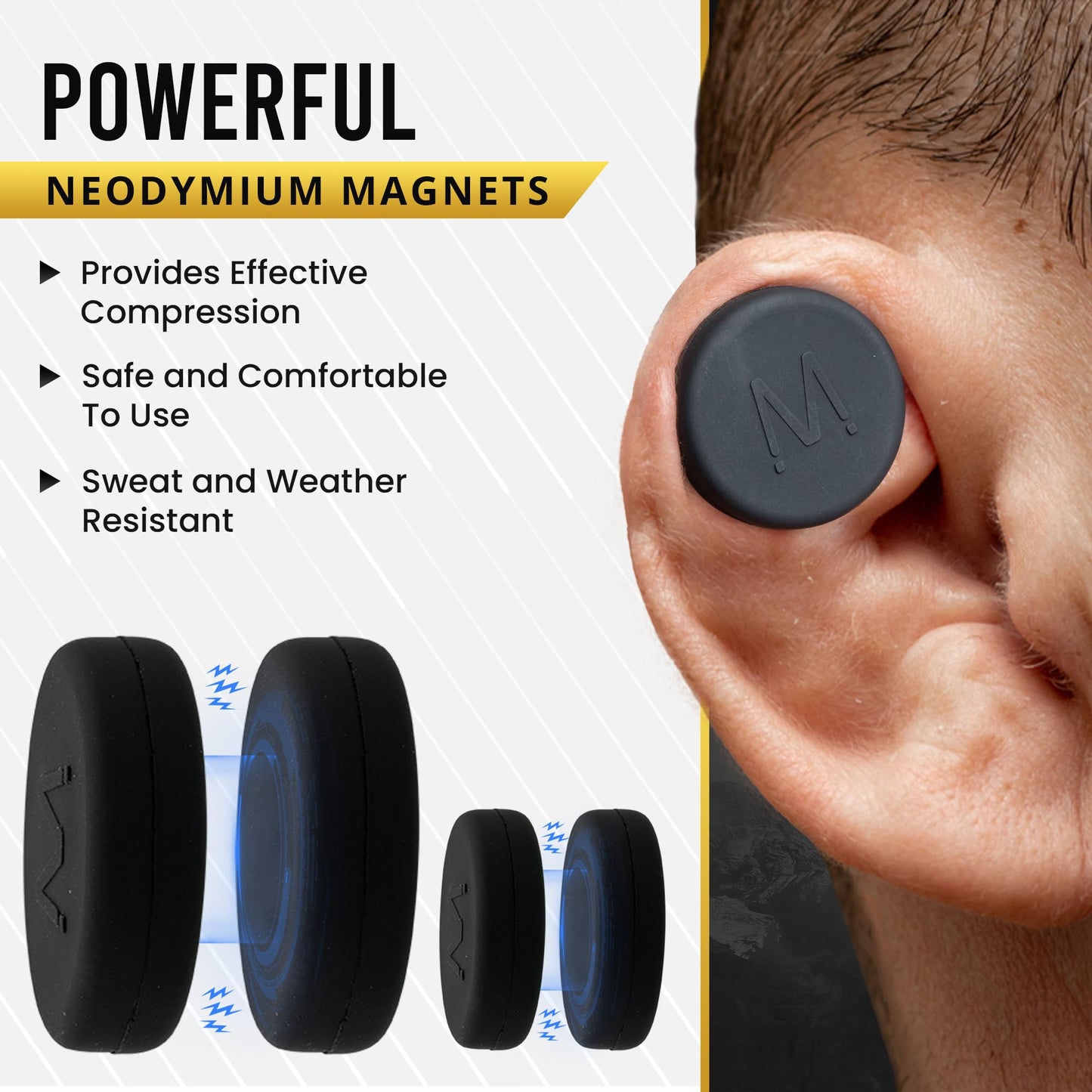 MagnetRX® Cauliflower Ear Magnets – 8 Multi-Size Magnets & Spacers Included with Case – Compression Ear Magnets for Cauliflower Ear Draining Kit – Treatment & Prevention for BJJ, Wrestling, MMA