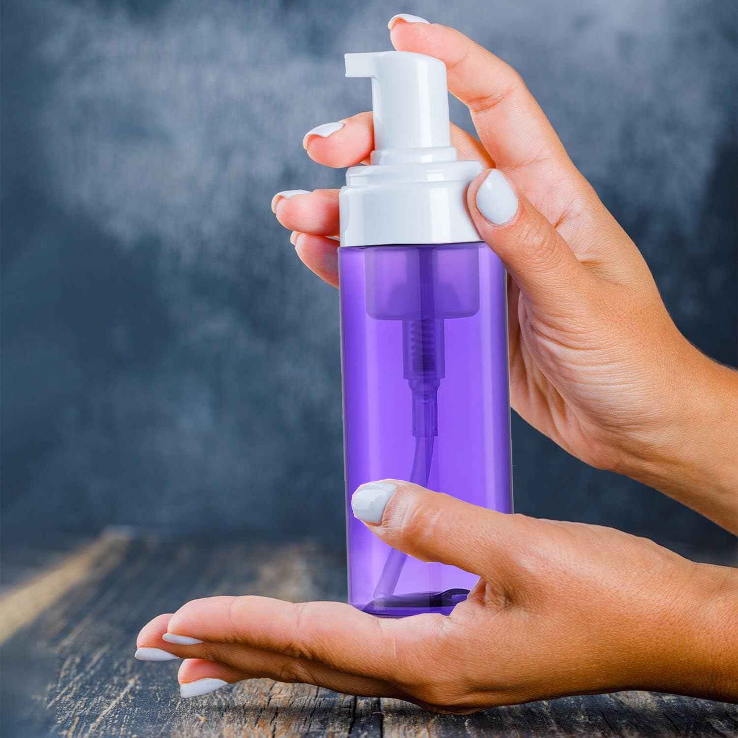 3-Pack Travel-Sized Foaming Pump Bottles - Empty Foaming Liquid Soap Dispensers - for Refillable Travel Hand Soap Shampoo Foaming Castile Cosmetics - BPA Free (100ml/3.3oz) (Purple)