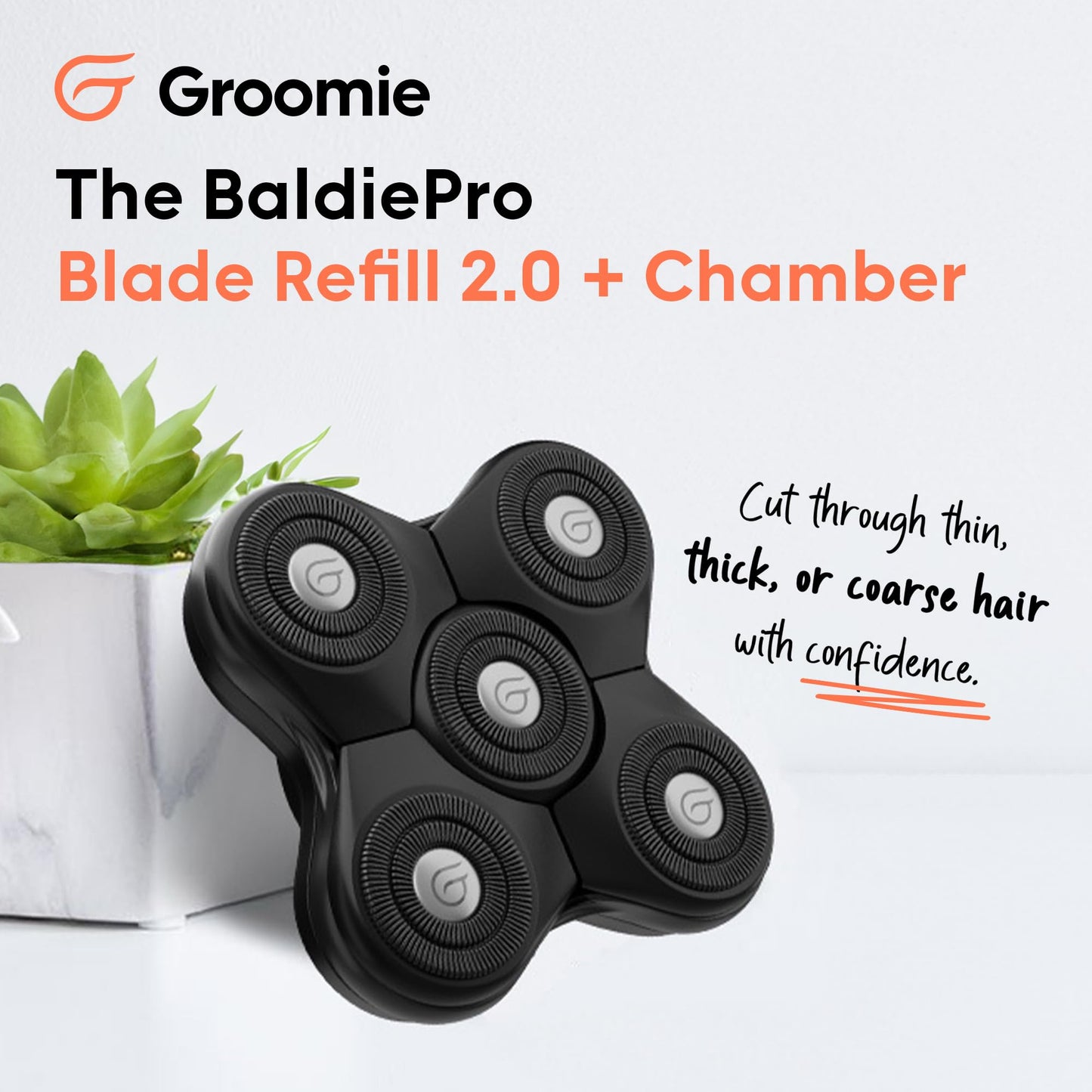 BaldiePro Blade Refill 2.0 + Chamber - Electric Shaver Replacement Head For BaldiePro Head Shaver - Electric Razor Replacement Blades for Bald Head and Face - Waterproof for Wet and Dry Shave