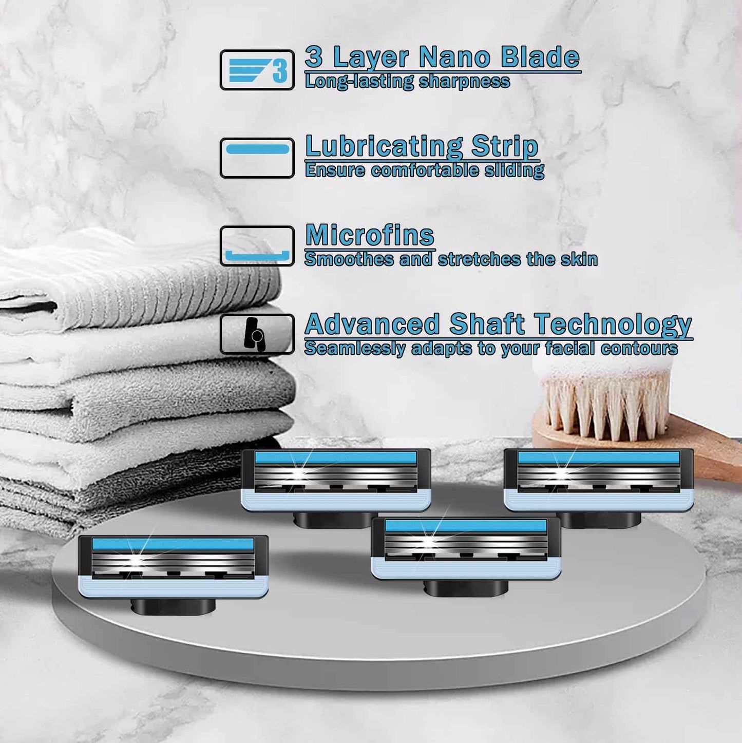 24 Count Razor Blades Refills Compatible with Mach 3, Replacemen Razor Blades with Lubrication Strip for Men