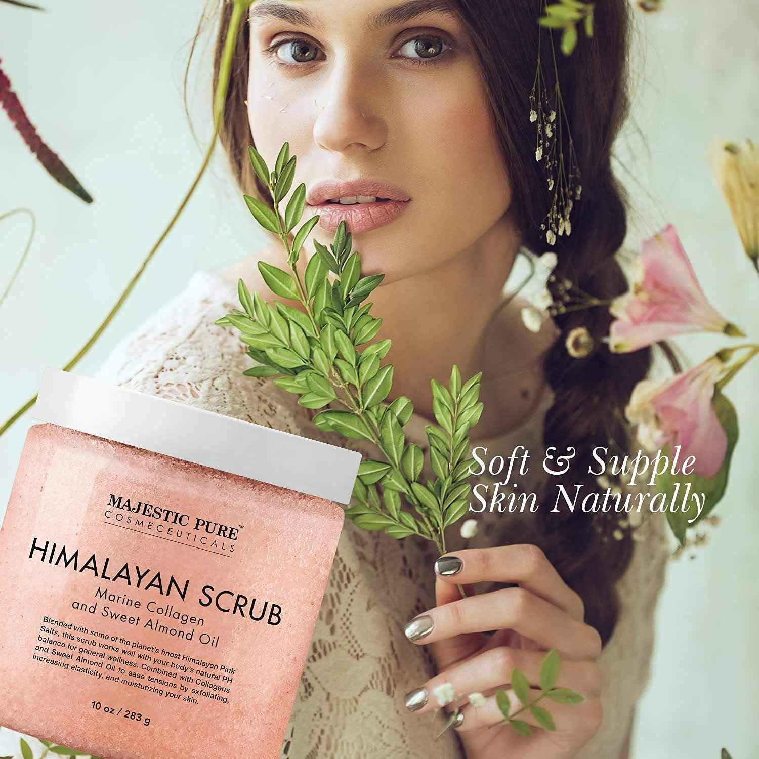 Majestic Pure Himalayan Scrub with Collagen (10 oz) and Coffee Scrub (10 oz) Bundle