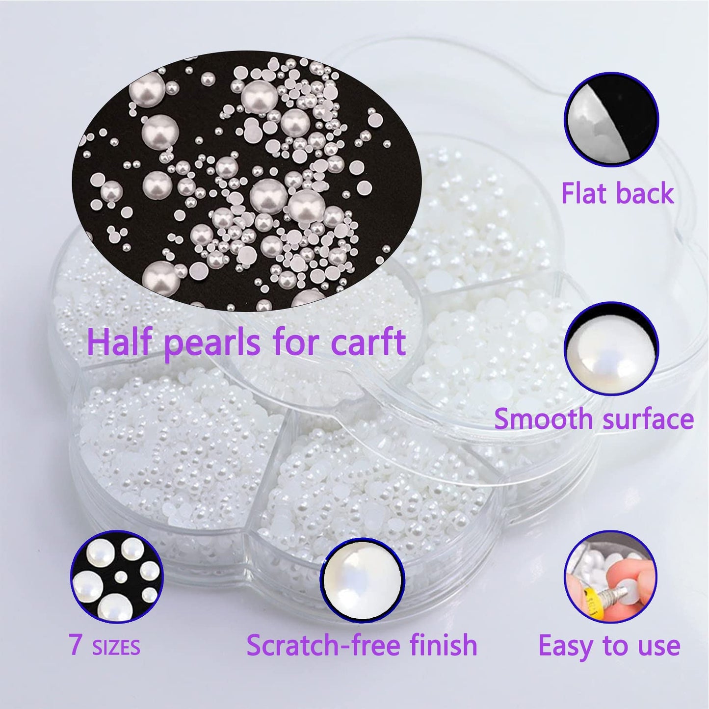 5900 Pcs Half Pearls for Crafts Dark Coffee Nail Pearls for Nail Art Falt Back Pearls for Makeup Craft Pearls for Artists Creative DIY Flatback Pearls for Nails（2/3/4/5/6/8/10mm）