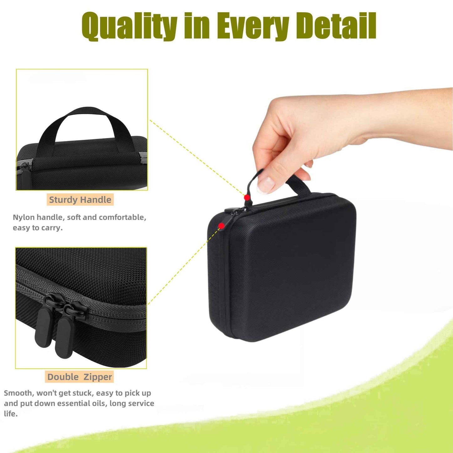 BLIRITEL EVA Essential Oils Organizer, 30 Bottles Hard Shell Essential Oil Storage Carrying Case, Essential Oils Boxes Holds 30 Bottles with 5ml,10ml,15ml (Black)