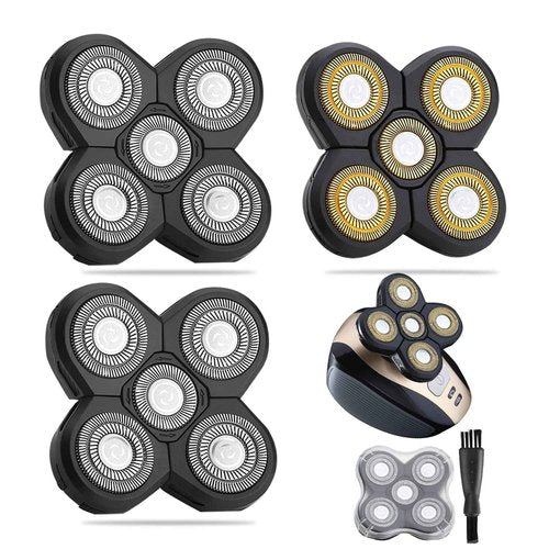 FOXSONIC 3 Pcs 5 Blades Universal Head Shaver replacement Heads for Head Shaver, Compatible mainstream shaver brands, head shaver replacement blades, Electric shaver replacement heads