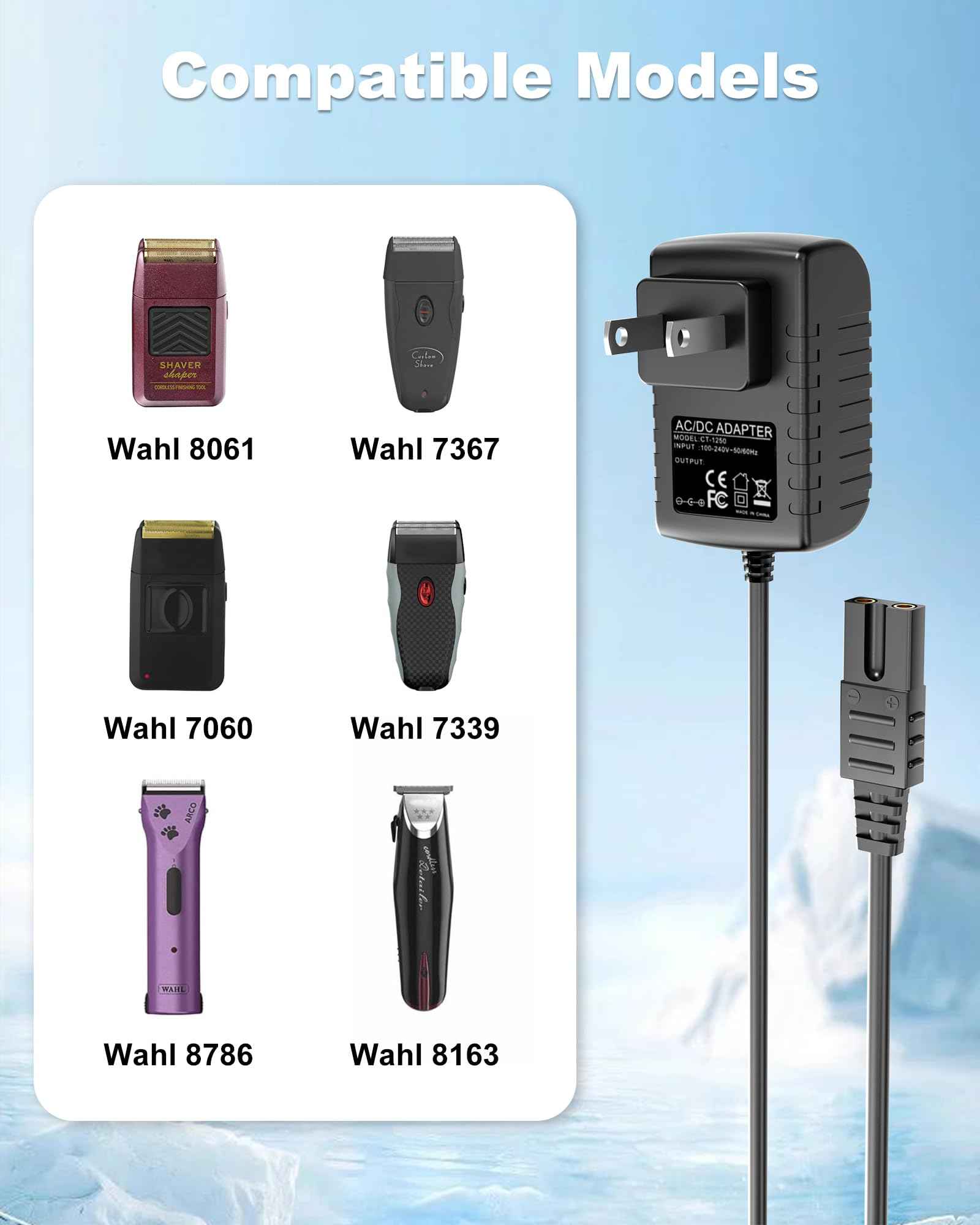 WUKUR 2V Shaver Charger Compatible with Wahl 8061, 8786, 8163, 7367, 7357, 7353, 7029, 7060, 7035, 7339, 7356 5-Star Series Clipper Trimmer