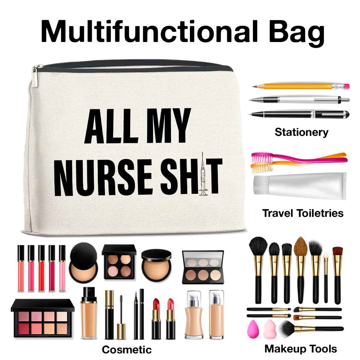 UPNEGE Funny Nurse Makeup Bag Gifts for Women, RN Nurse Practitioner Nursing Assistant Gifts Cosmetic Bag Zipper Pouch