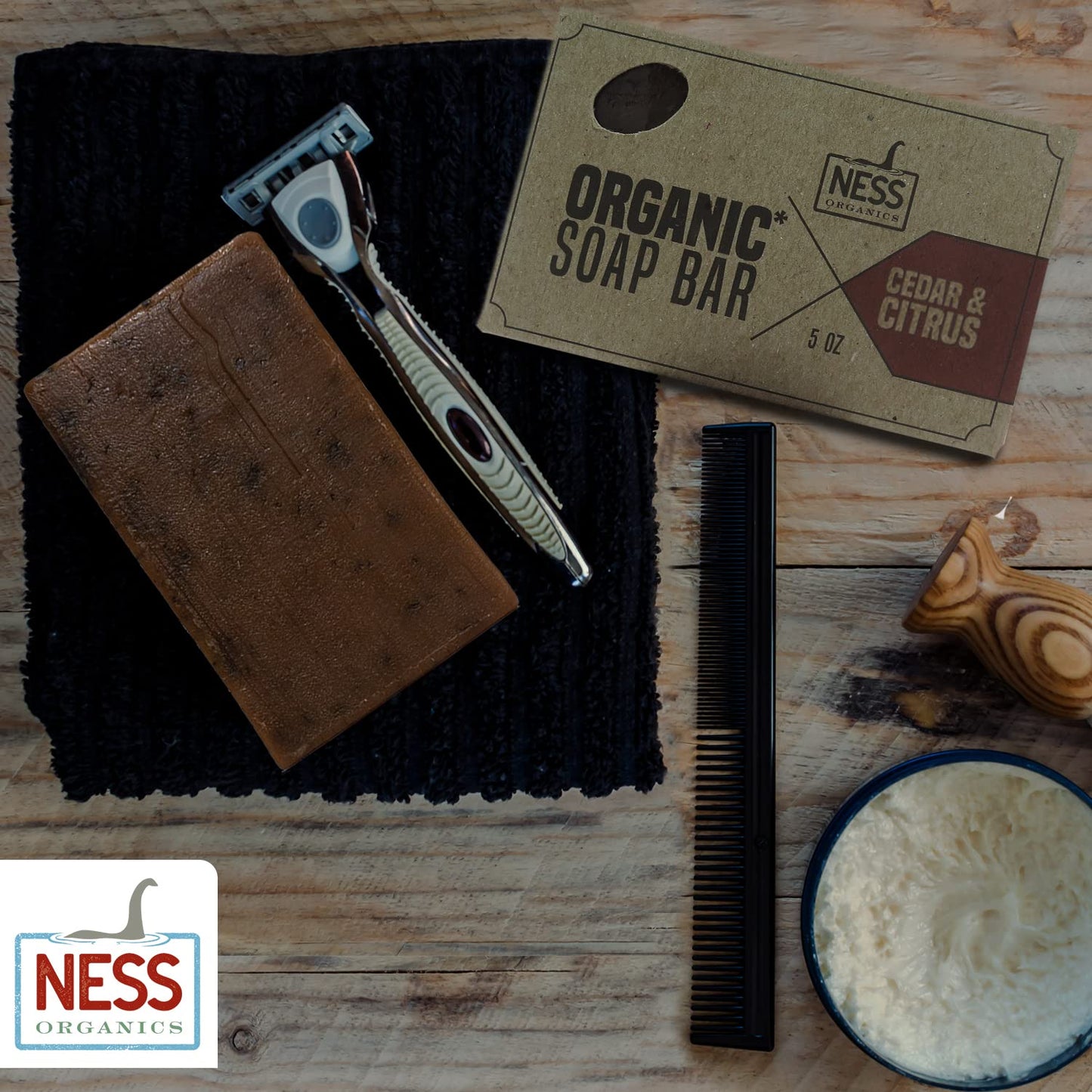 Ness Mens Soap Bar - Cedar & Citrus Scent, Natural Soap For Men With Organic Ingredients, Mens Bar Soap With Essential Oils, Moisturizing Bar Soap For Men, Handmade In The USA, Cruelty Free, Vegan