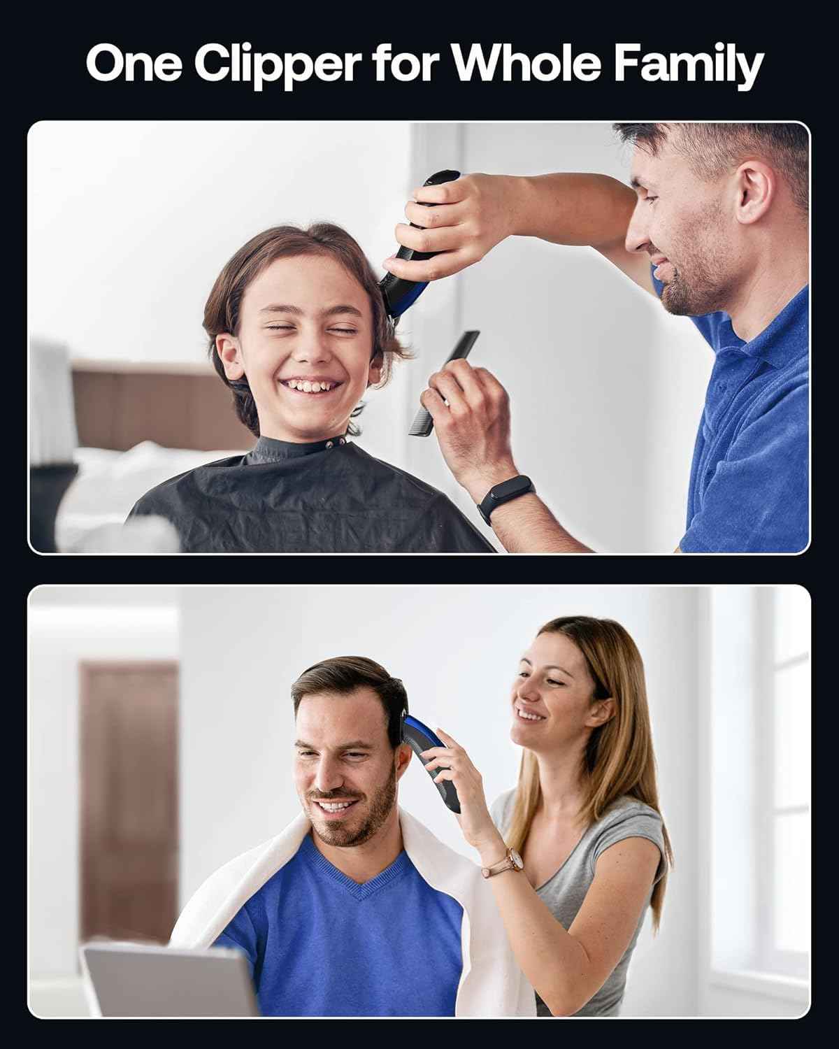 GLAKER Clippers for Hair Cutting - Cordless 2 in 1 Versatile Hair Trimmer with 8 Guards,Professional Barber Kit for Barbershop, Ideal Gift for Men