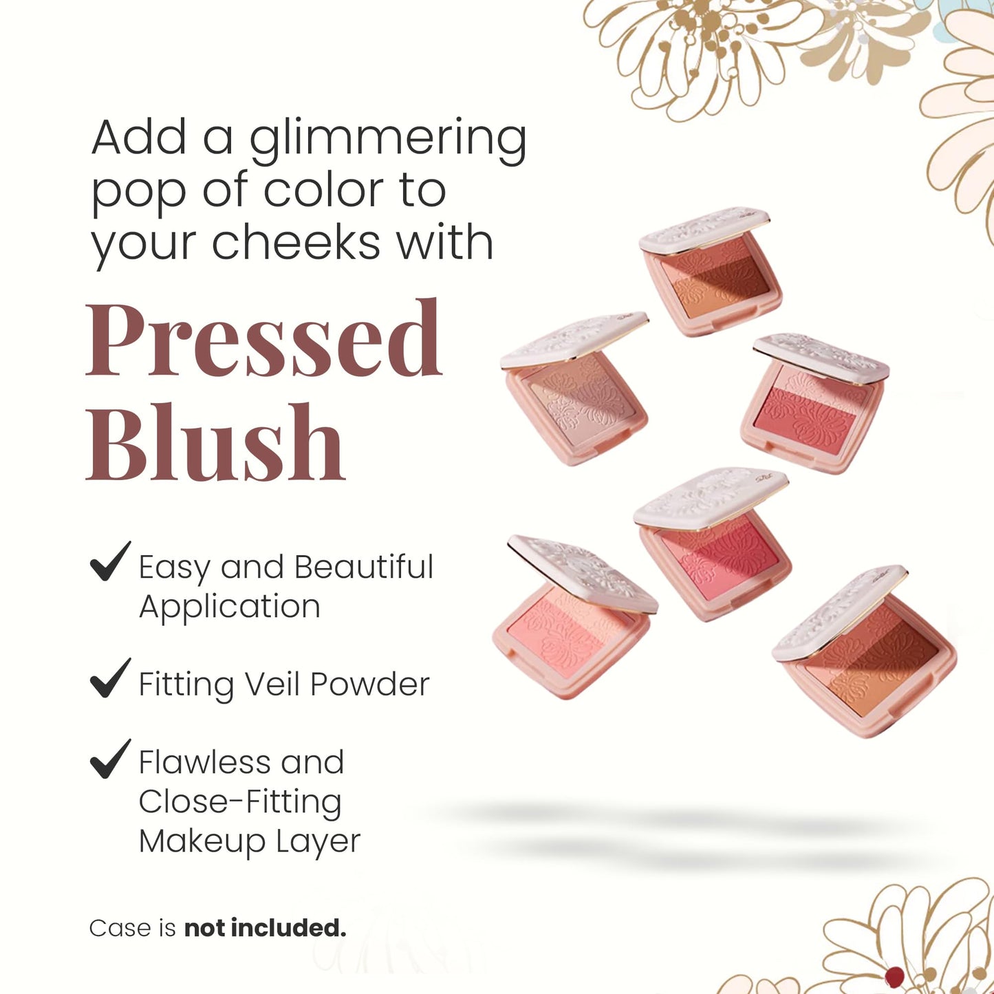 Paul & Joe Pressed Blush Palette Refill Only, Case Sold Separately, Oil-Absorbing Blush Powder, Bi-Color Face Blushes with Fitting Veil Powder, Light Beige and Pink, 06 Strawberry Chocolate, 0.17 oz