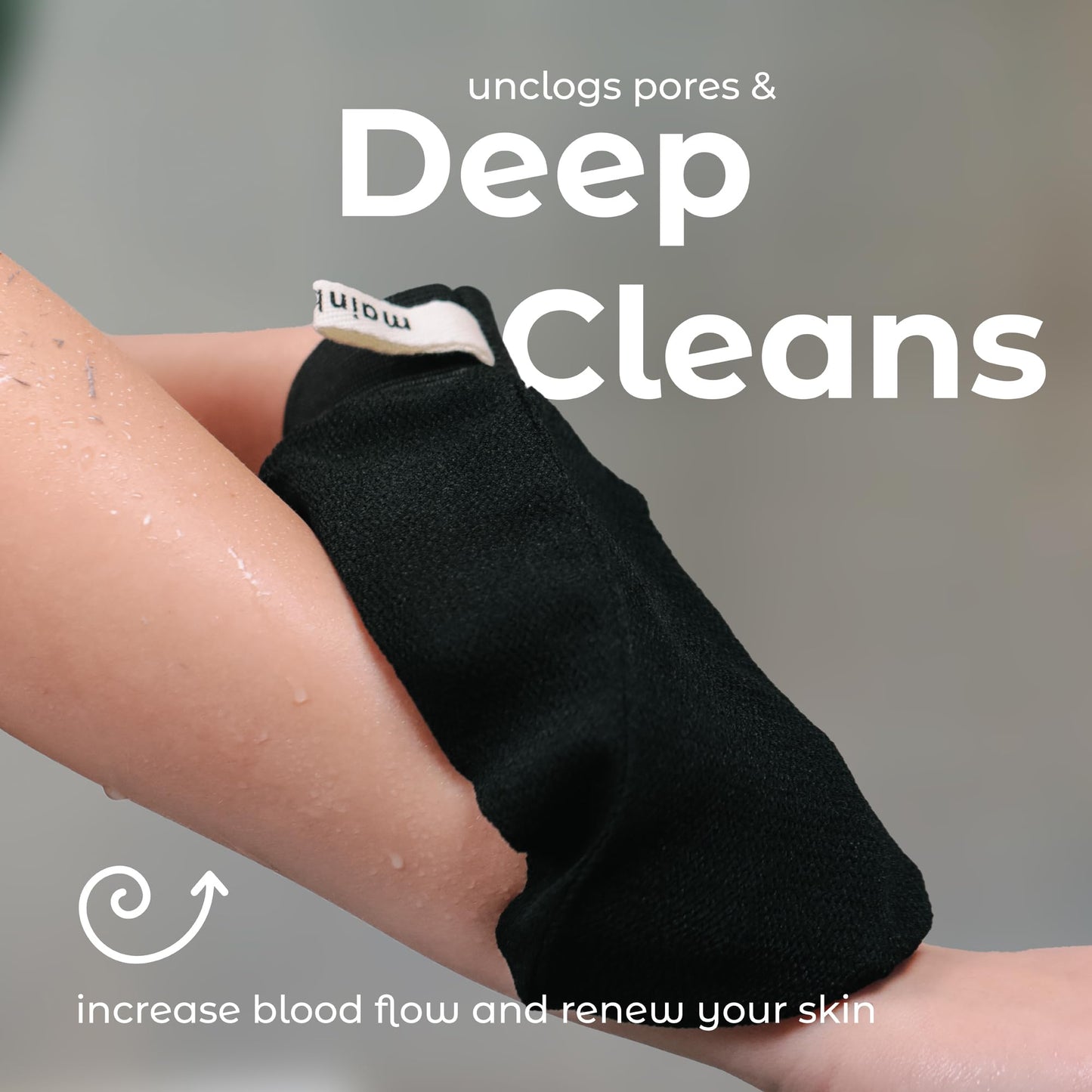 MainBasics Korean Exfoliating Mitts - Deep Body Scrubber Exfoliator Gloves for Dead Skin, Spray Tan Removal, Keratosis Pilaris and Body Scrub - 100% Viscose Fiber (Set of 2)