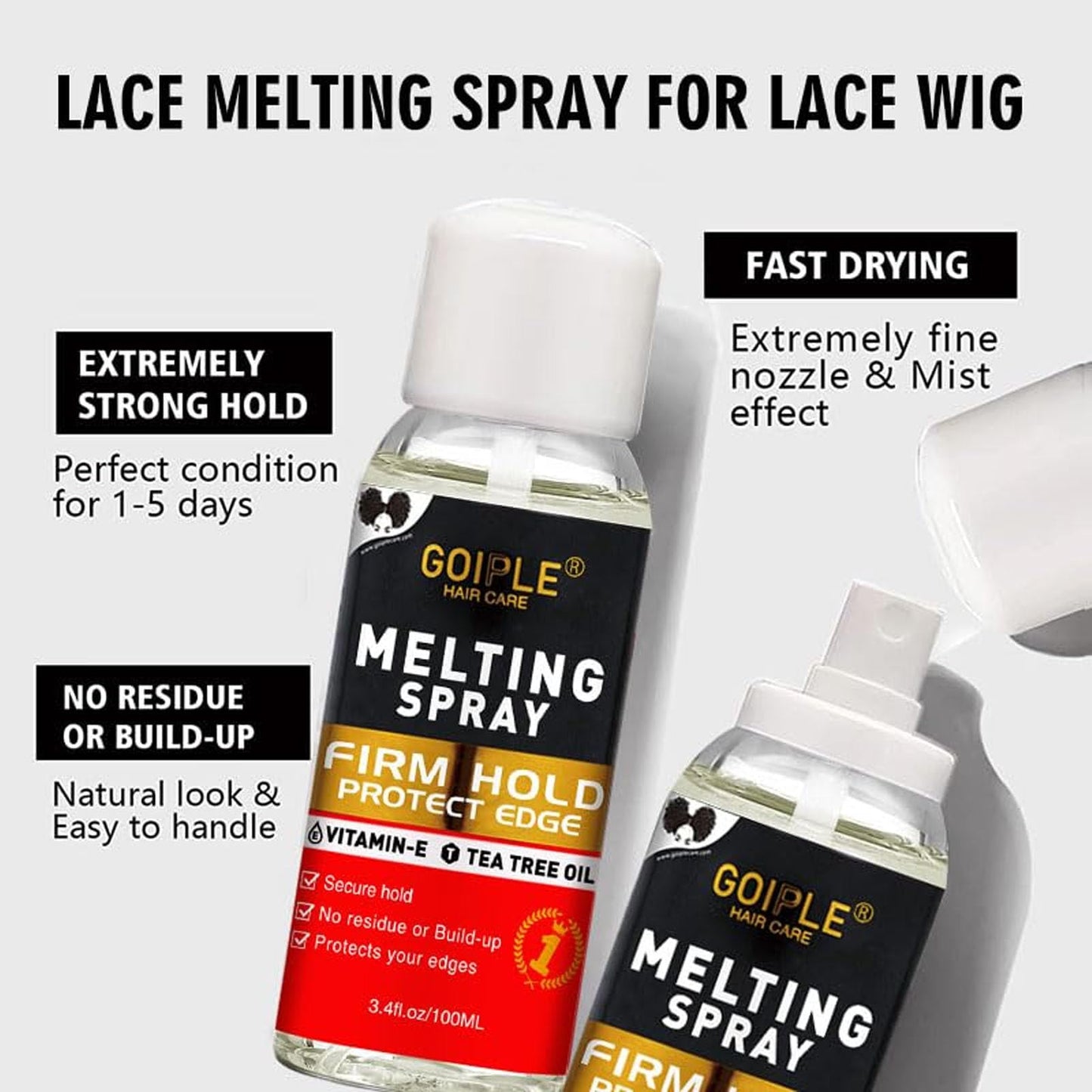 Wig Glue Lace Glue for Front Lace Wigs, Wig Adhesive for Closure Wigs Extensions, Lace Melting Spray for Lace Wigs Lace Front Hair Glue for Wigs with Tools and Hair Wax Stick Edge Control Wig Cap