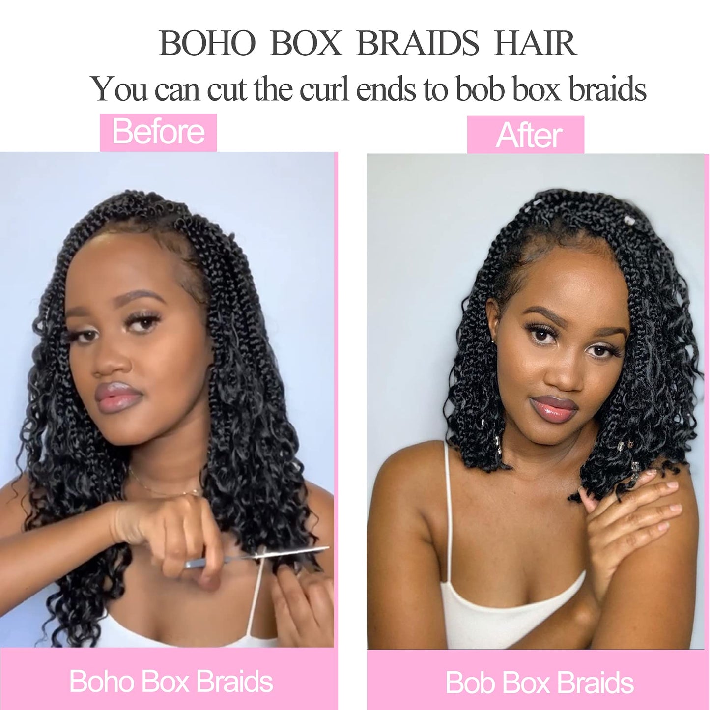 Unionbeauty 14 Inch Red Boho Box Braids Crochet Hair Goddess Box Braids Crochet Hair 8 Pack Bohemian Box Braids Crochet Hair for Black Woman Curly Crochet Braids Synthetic Braiding Hair Extension Red#