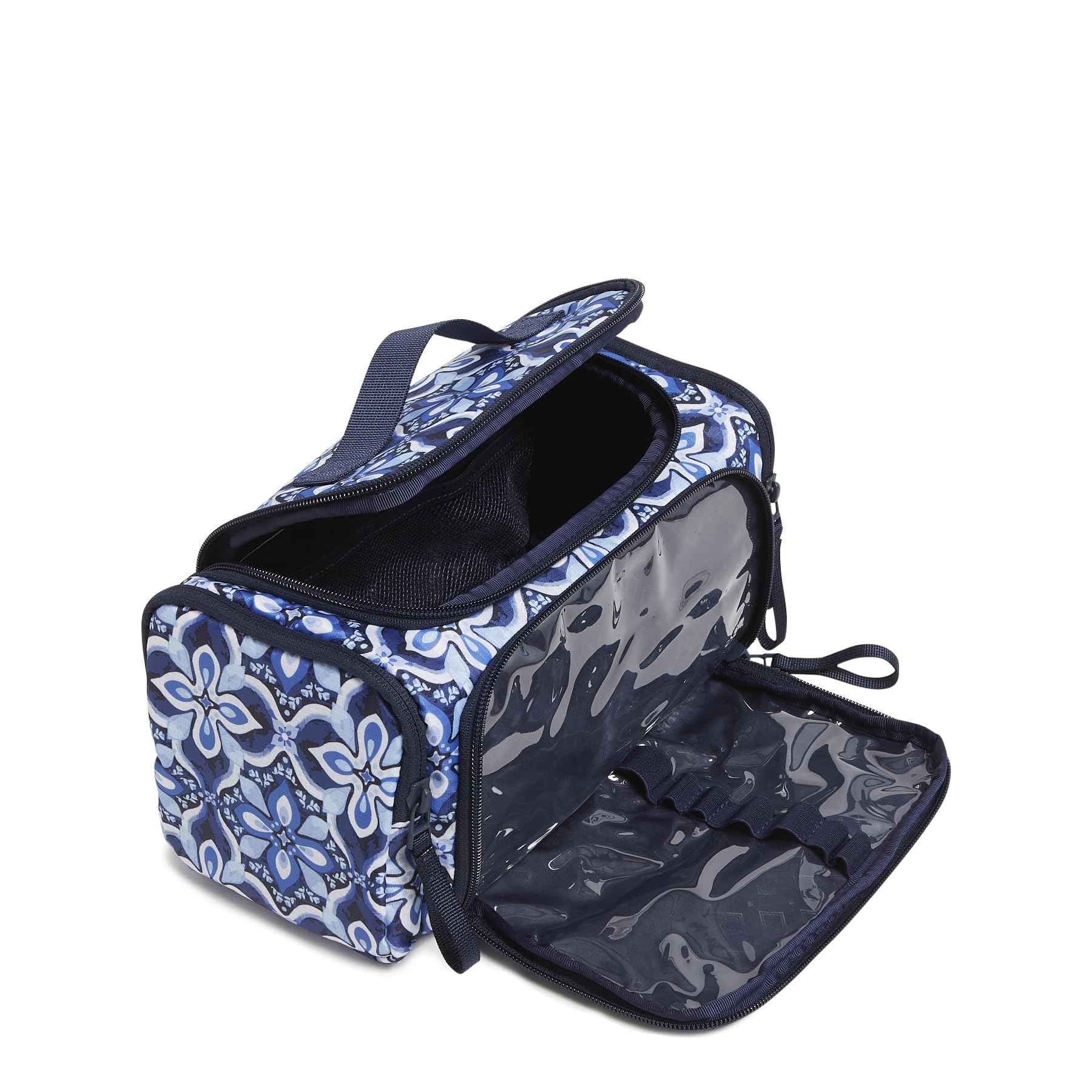Vera Bradley Ripstop Large Travel Cosmetic Makeup Organizer Bag, Raindrop Medallion