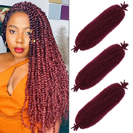 3 Pack Pre-Separated Springy Afro Twist Hair 20 Inch Marley Twist Braiding Hair Faux Locs for Black Women Synthetic Hair Extensions(#Bug,20 Inch)