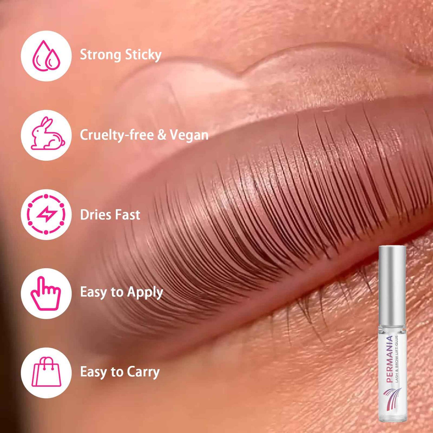 PERMANIA Lash Lift Kit, Lash Perm Kit, Fast Eyelash Lifting 5 Minutes DIY at Home with Strong Glue Disposable Sachet Lash Lifting Kit Last 6 Weeks (30pcs）