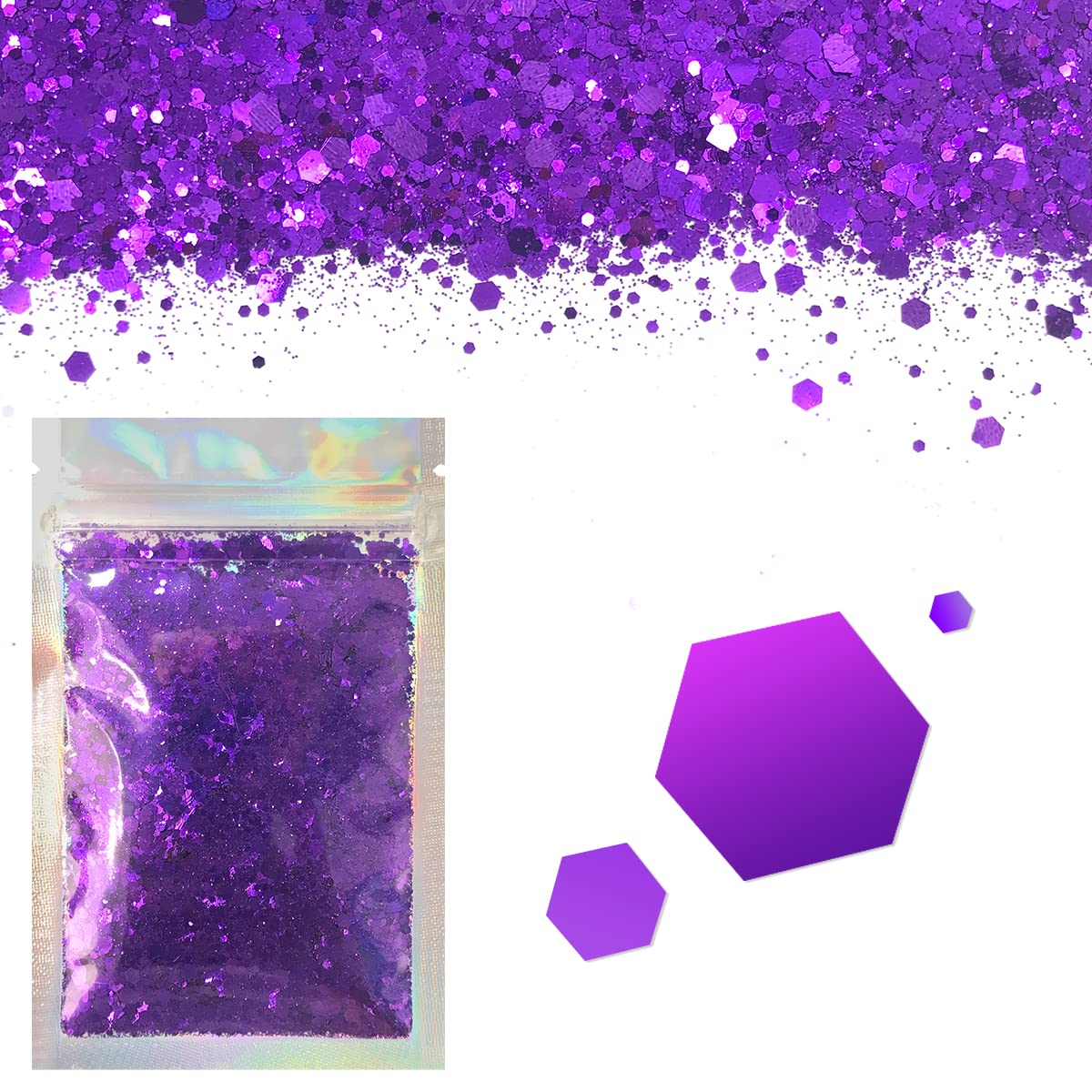 Purple - Face & Body Glitter - Chunky Glitter - Cosmetic Grade - Uses Include: Festival Rave Makeup Face Body Nails Resin Arts & Crafts, Resin, Tumblers