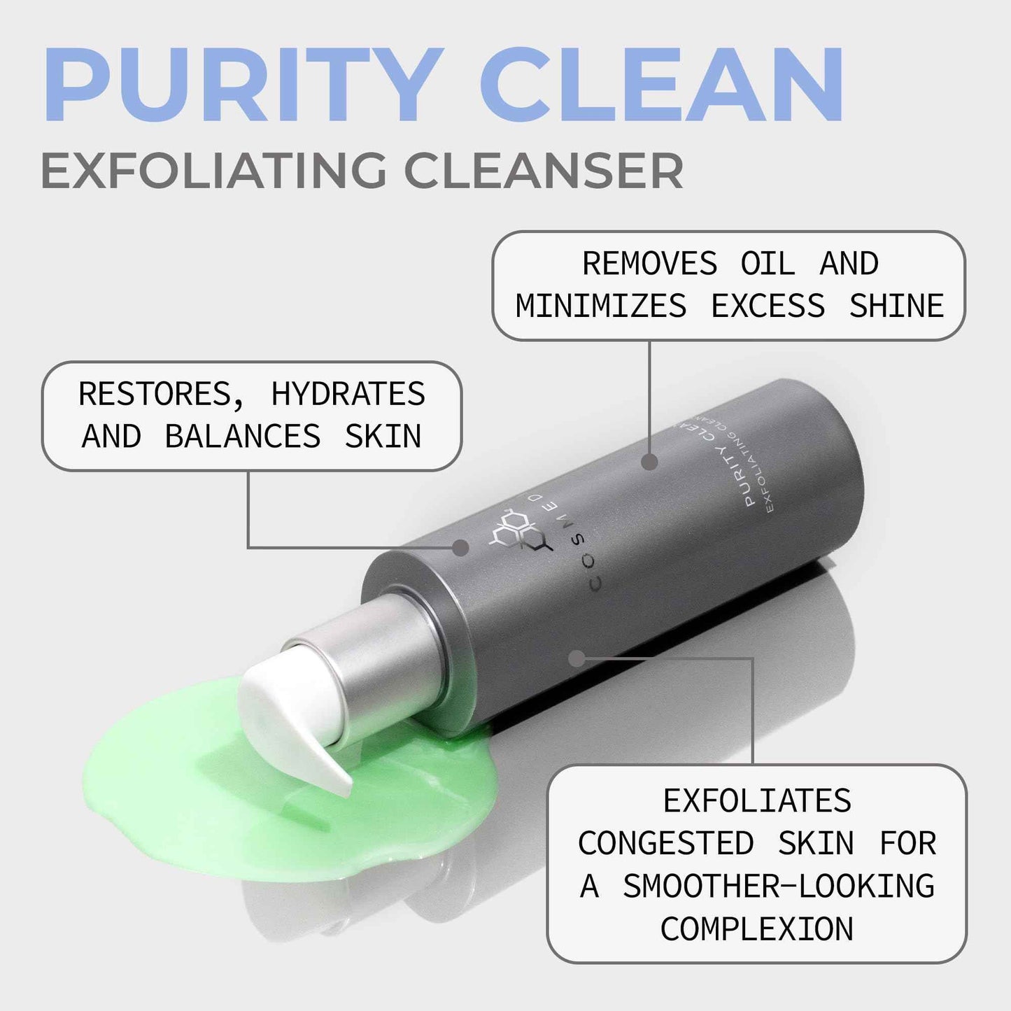 COSMEDIX Purity Clean Exfoliating Facial Cleanser - Moisture-Rich Rejuvenating Face Wash for Fine Lines & Uneven Skin Tone - Skin Care with Essential Oils for Radiant - Looking Skin & Natural Glow