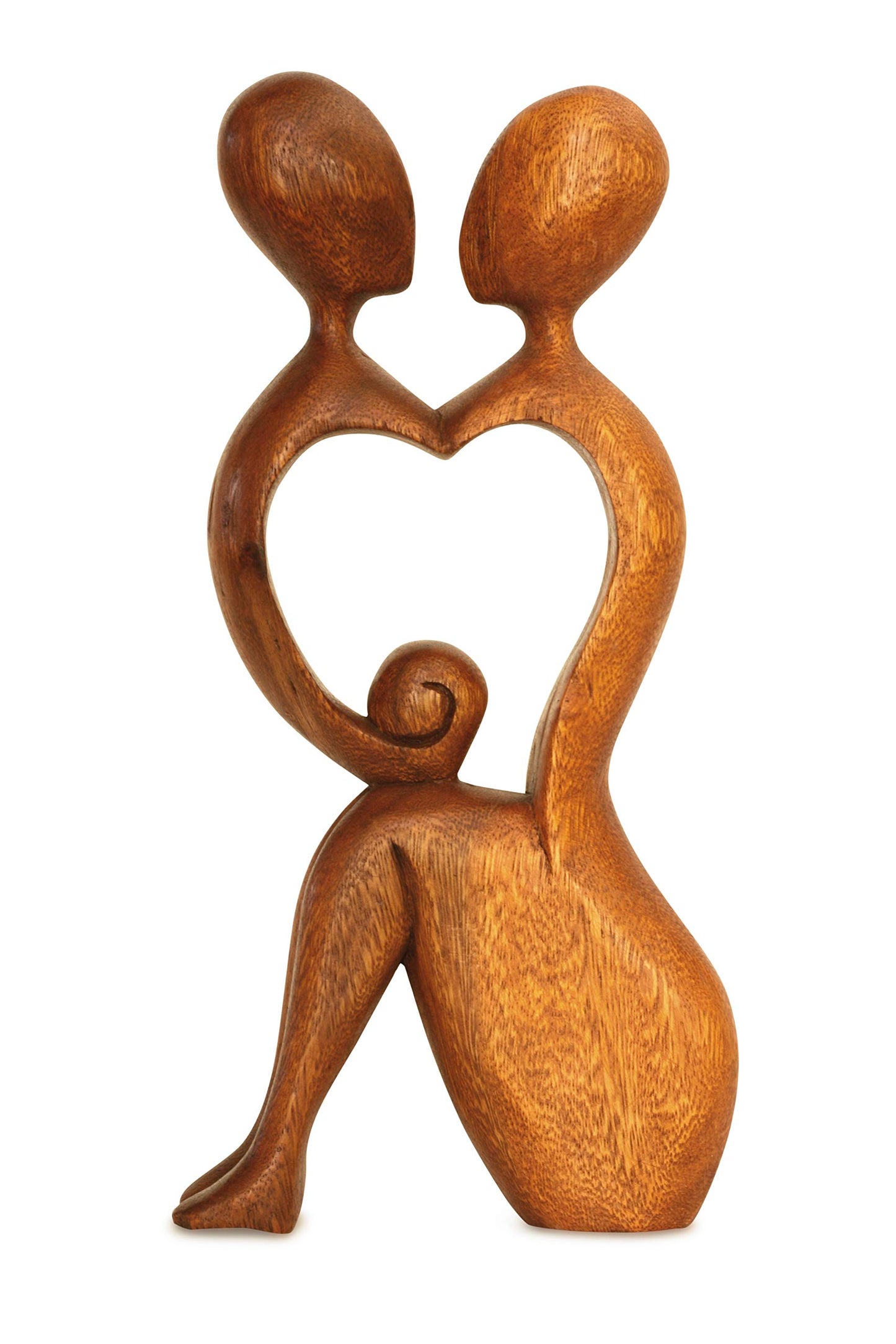 G6 Collection 12" Wooden Hand Carved Abstract Contemporary Statue - I Heart You - Figurine Gift Home Decor Sculpture Accent Handmade Art Wood Decoration I Heart You