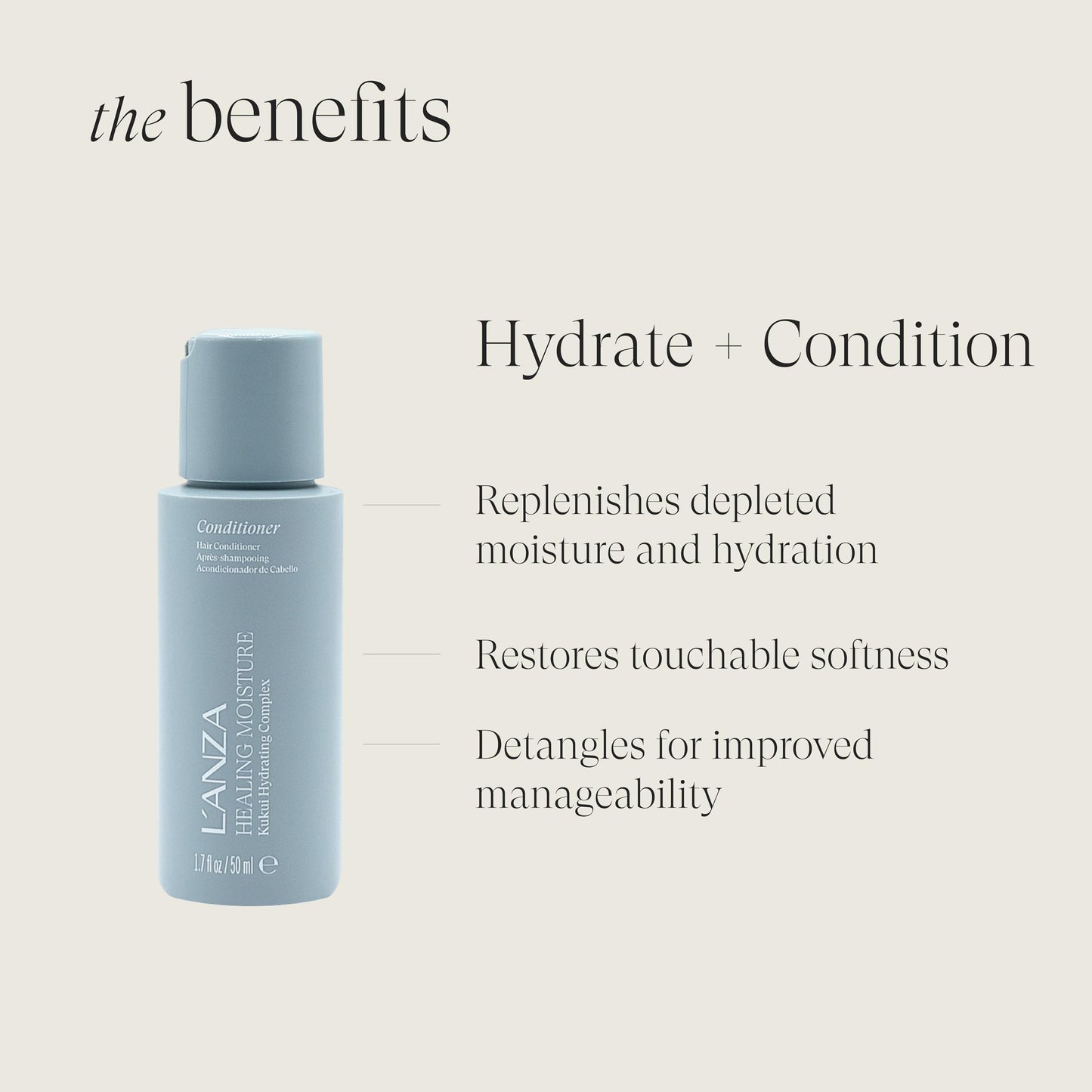 L'ANZA Healing Moisture Mini Hair Care Kit, Shampoo, Conditioner & Mist Leave-In Conditioner Spray, Hydrating, Detangles, Softens, UV & Heat Protection, Adds Shine, Fights Humidity, Color Safe