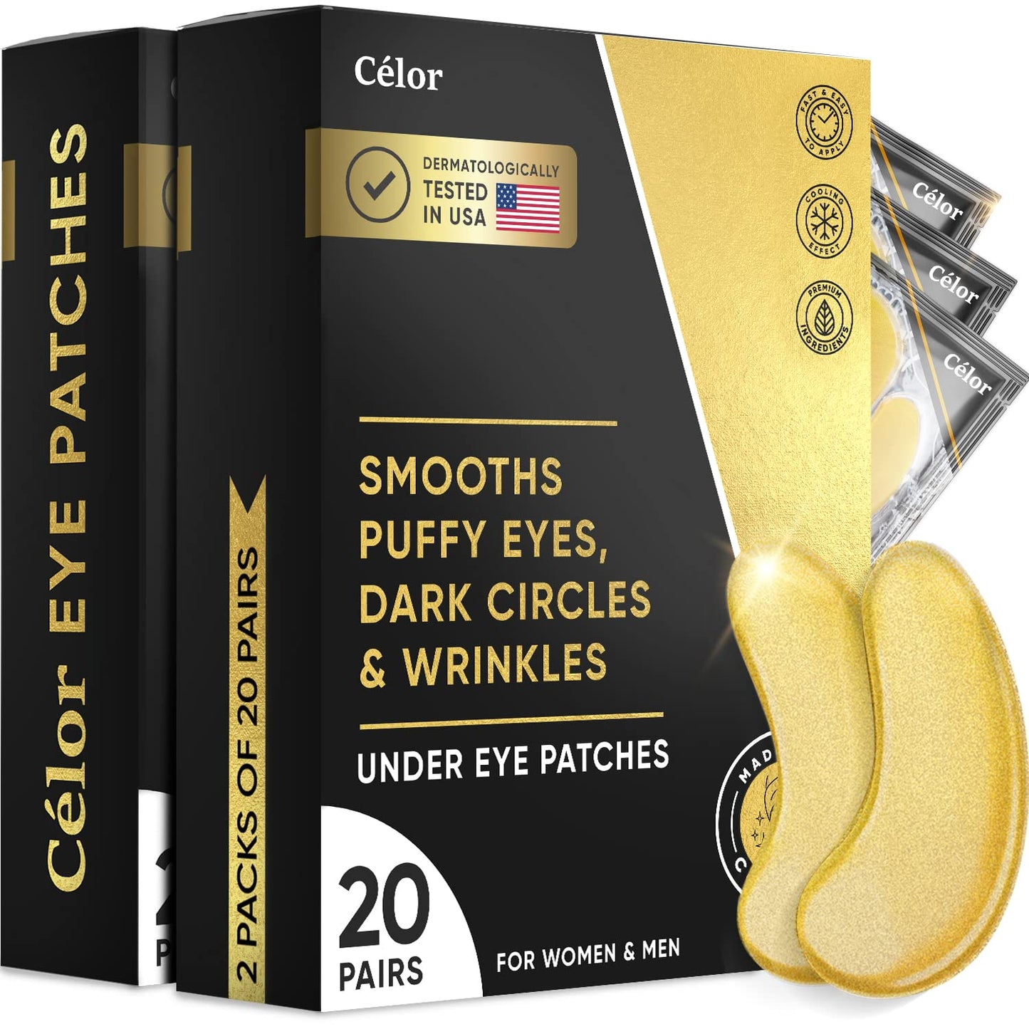 Celor Under Eye Patches for Puffy Eyes and Dark Circles - Eye Masks with Amino Acids & Collagen, Eye Care for Wrinkles - Birthday Gift for Women - Skincare Self Care - USA Tested (40 Pairs)